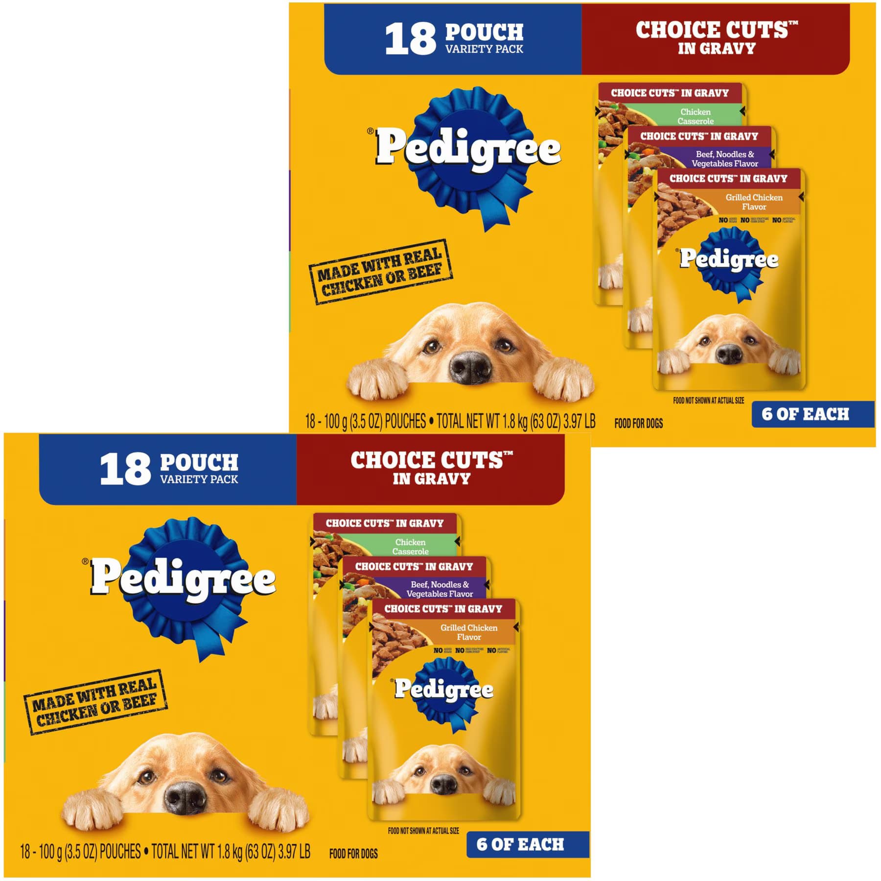 Pedigree Choice Cuts in Gravy Variety Pack Adult Beef Noodles, Grilled & Chicken Casserole Wet Dog Food — view 2