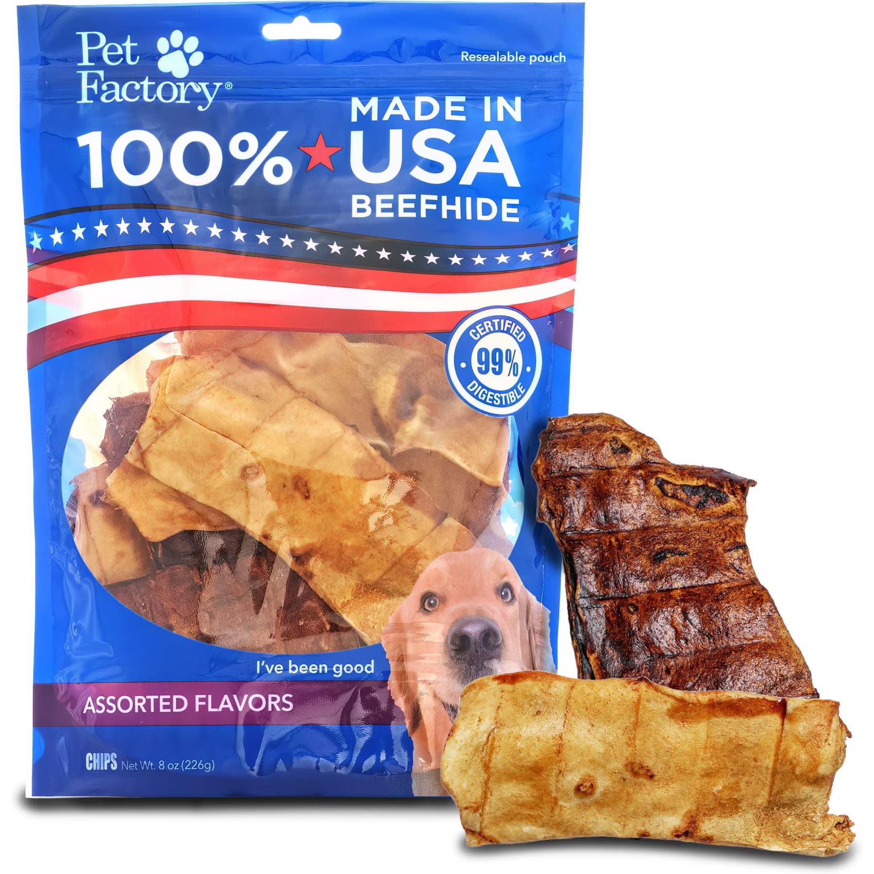 Pet Factory Pet Factory Beefhide Chips Beef & Chicken Flavored Dog Hard Chews