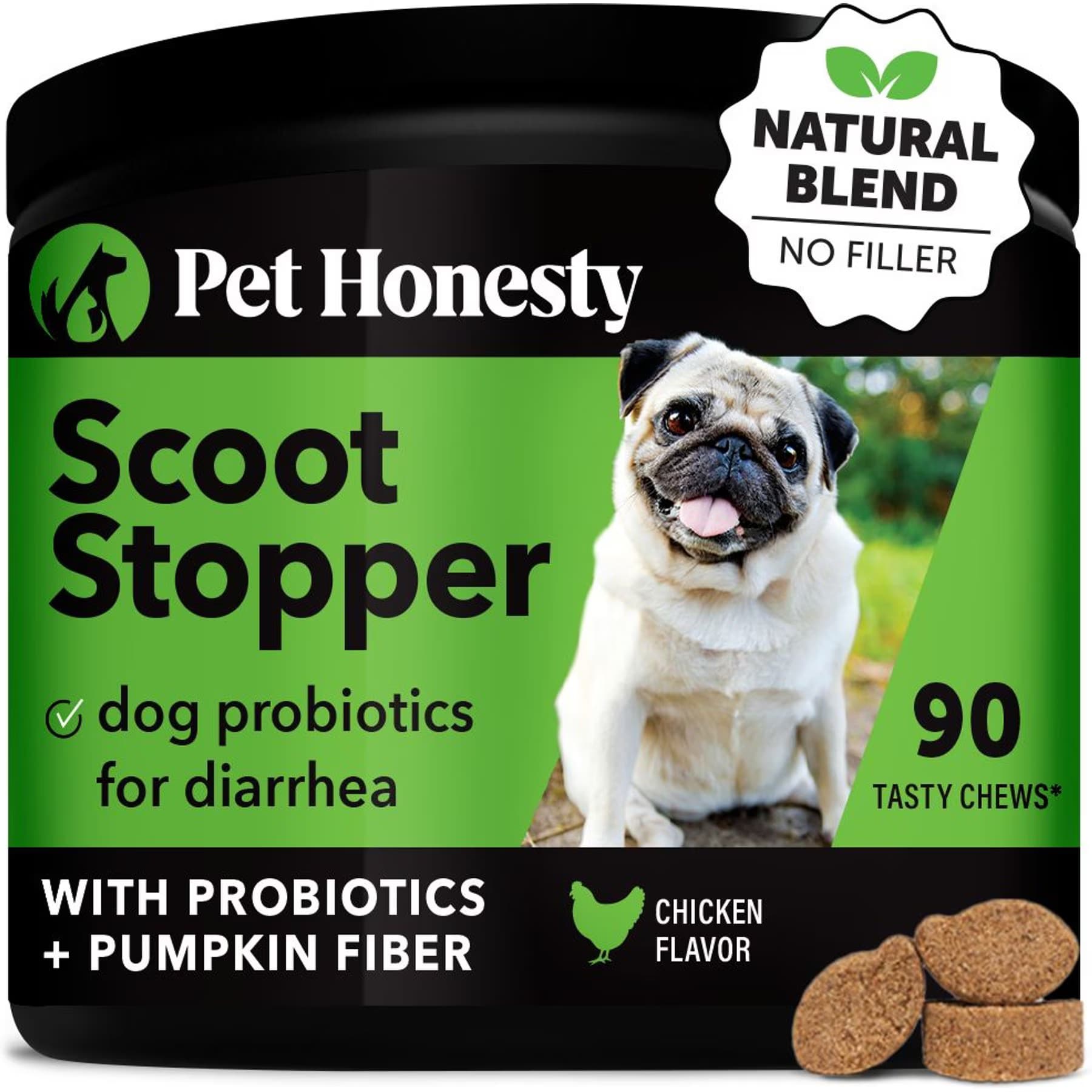 Pet Honesty Pet Honesty Scoot Stopper Chicken Flavored Soft Chews Anal Gland Support Probiotics Supplement for Dogs
