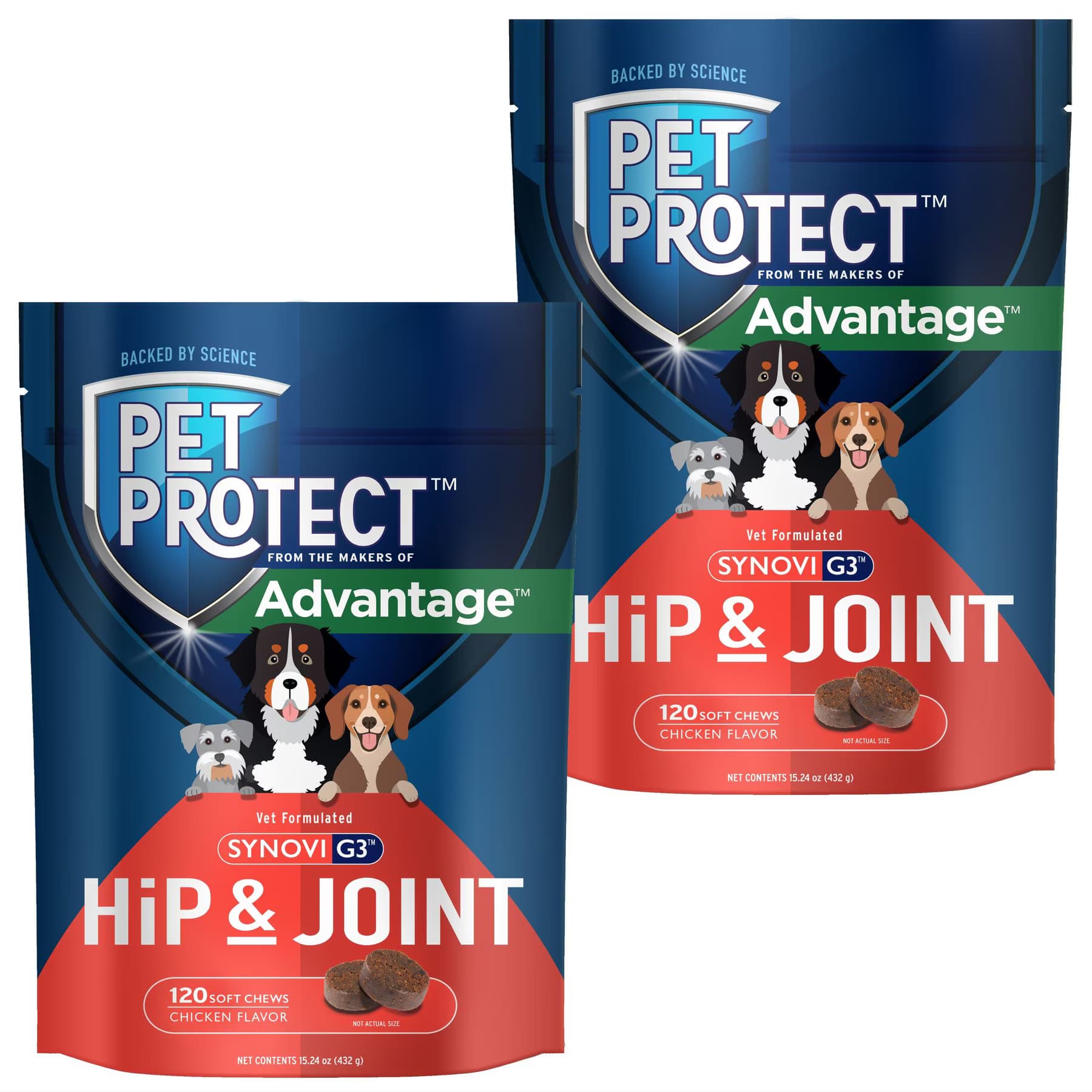 Pet Protect Pet Protect Vet-Formulated Synovi G3 Hip & Joint Chicken Flavored Soft Chew Supplement with Glucosamine for Dogs