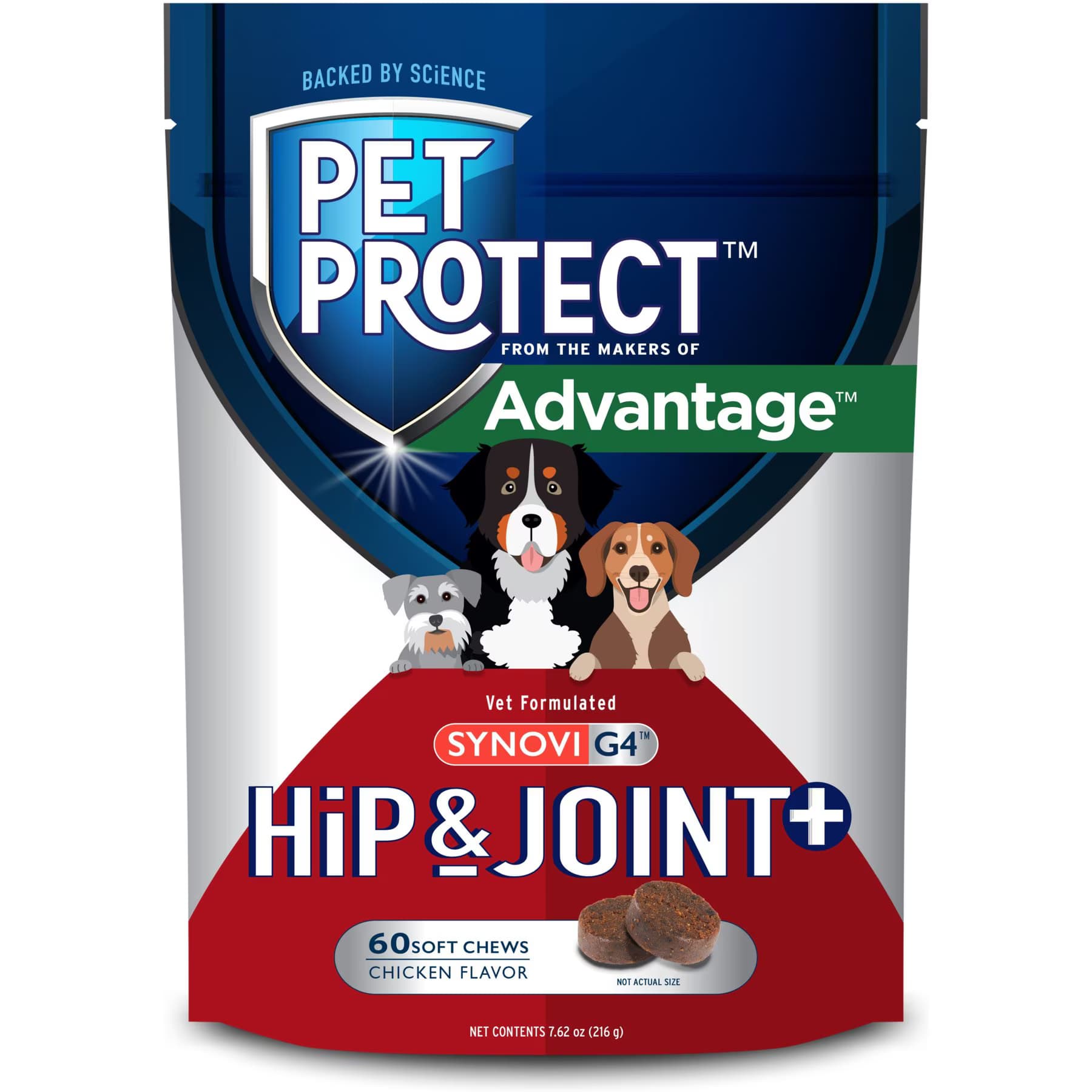 Pet Protect Pet Protect Vet-Formulated Synovi G4 Hip & Joint+ Chicken Flavored Soft Chew Supplement with Glucosamine for Dogs