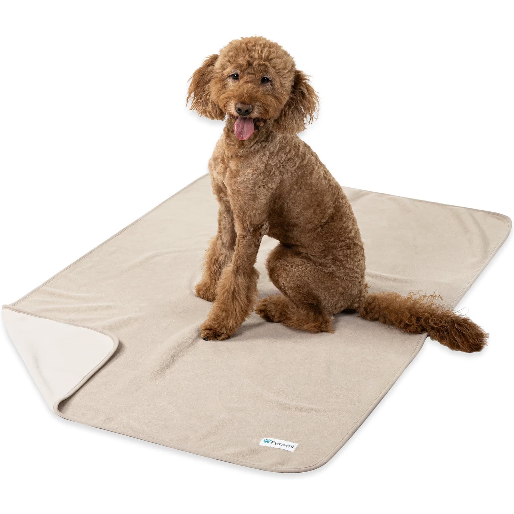 PetAmi Reversible Fleece Waterproof Cat & Dog Blanket, Taupe/Beige, X-Large — view 3