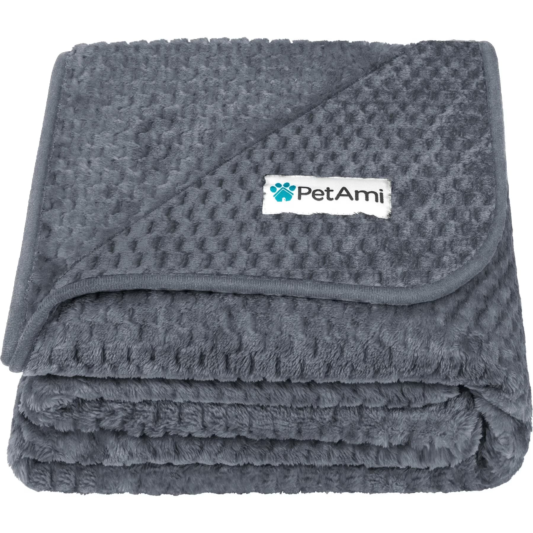 PetAmi PetAmi Sherpa Fleece Waterproof Waffle Cat & Dog Blanket, Gray, X-Large