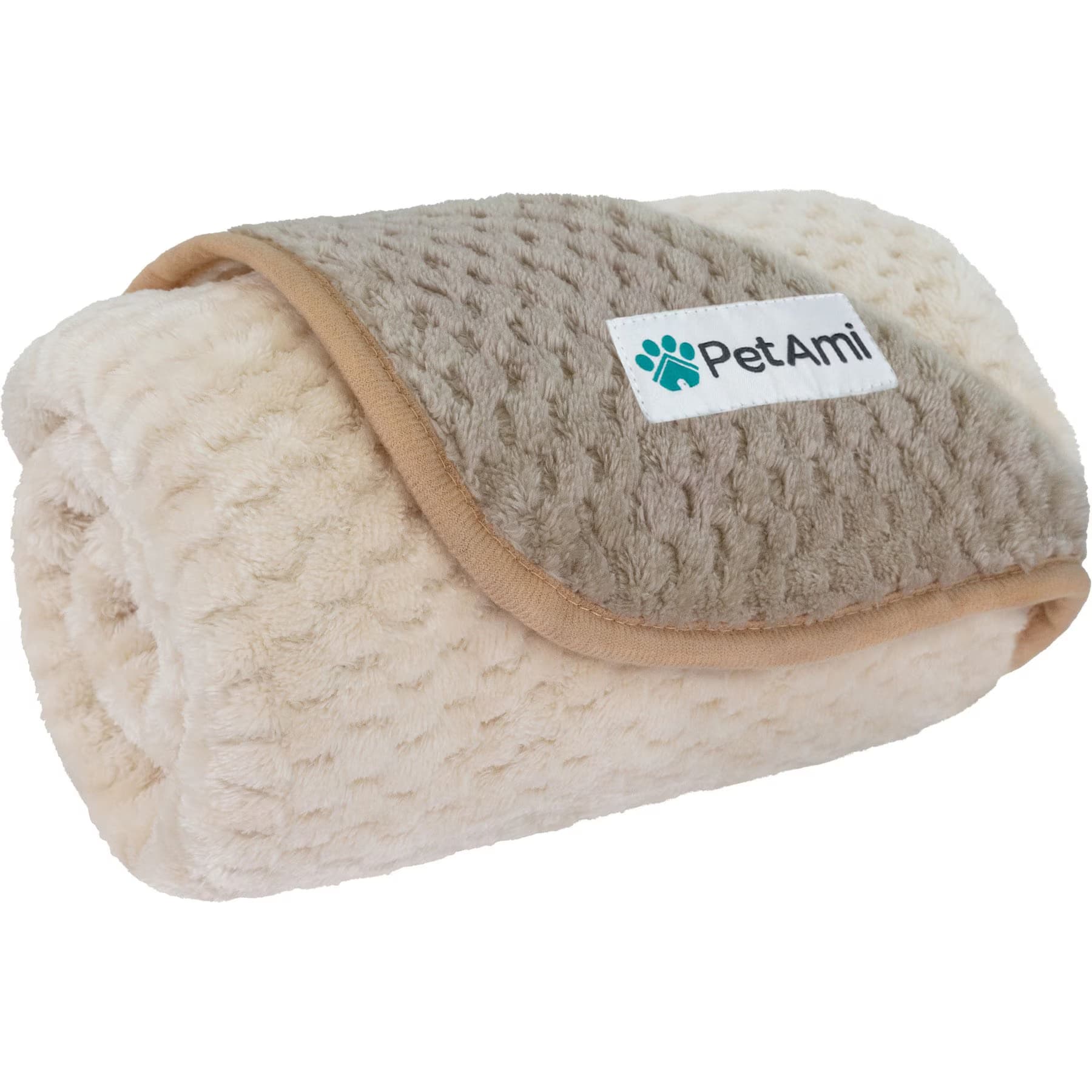 PetAmi Sherpa Fleece Waterproof Waffle Cat & Dog Blanket, Taupe/Beige, X-Large — view 3
