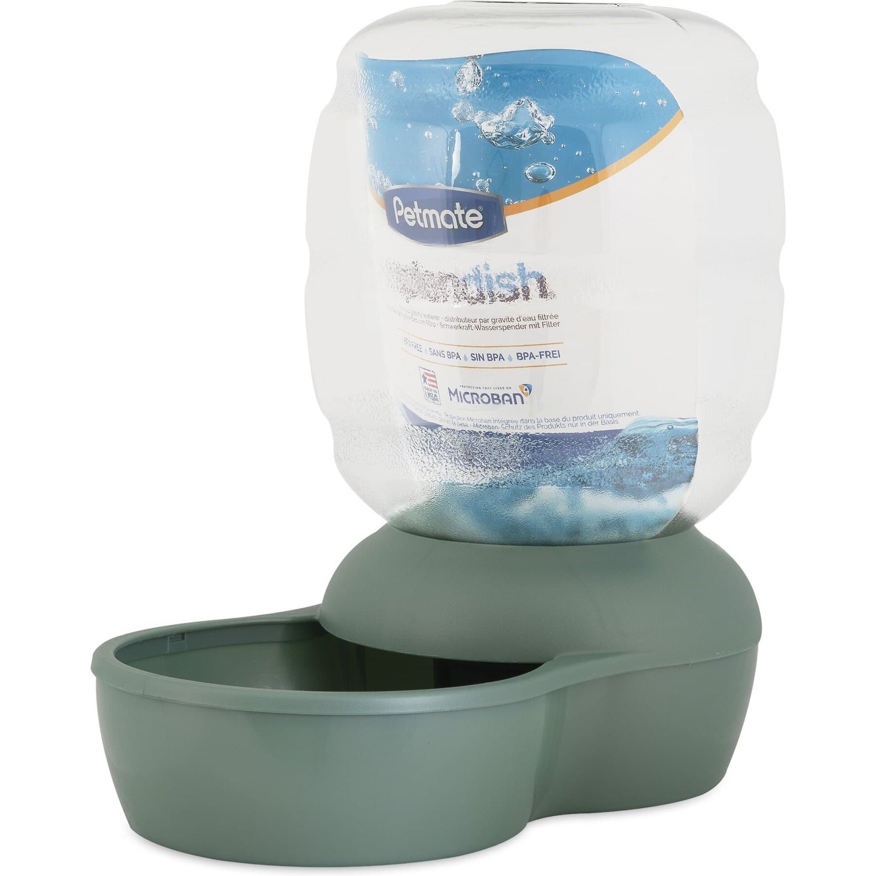 Petmate Petmate Pearl Replendish Waterer with Microban, Brushed Nickel, 2.5-gal