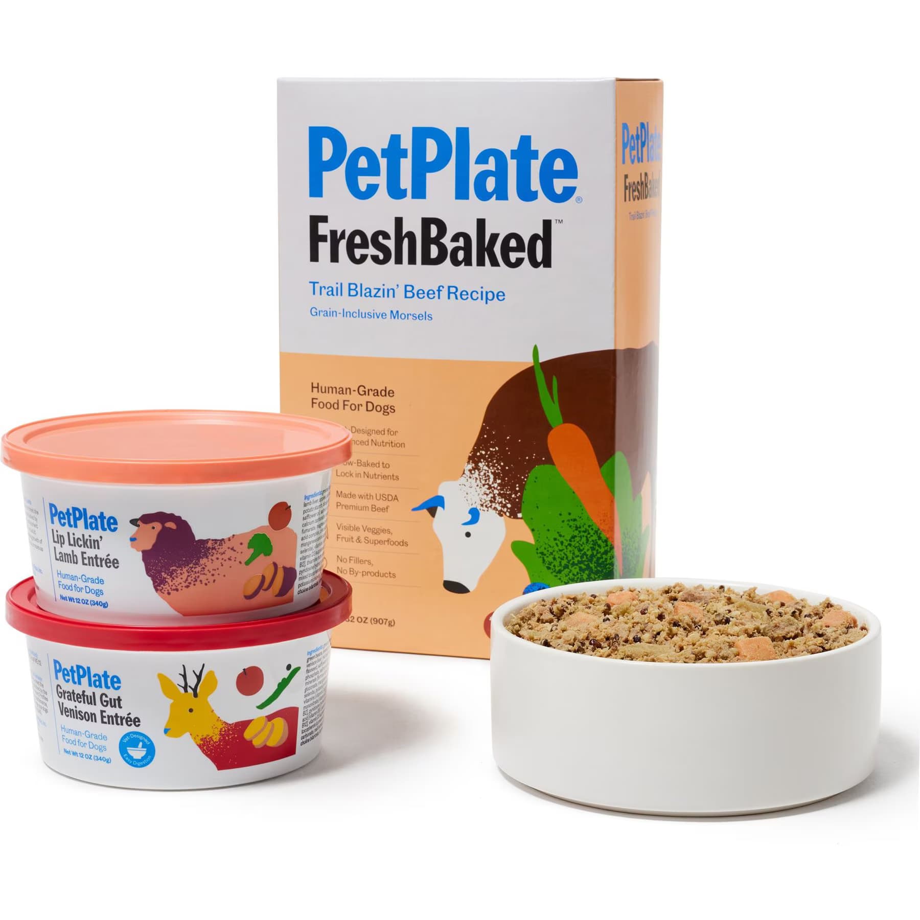 PetPlate Human Grade Lamb, Venison & Beef Variety Pack Fresh Lamb, Venison and Beef Wet & Air-Dried Baked Dry Dog Food, 12-oz cup — view 2