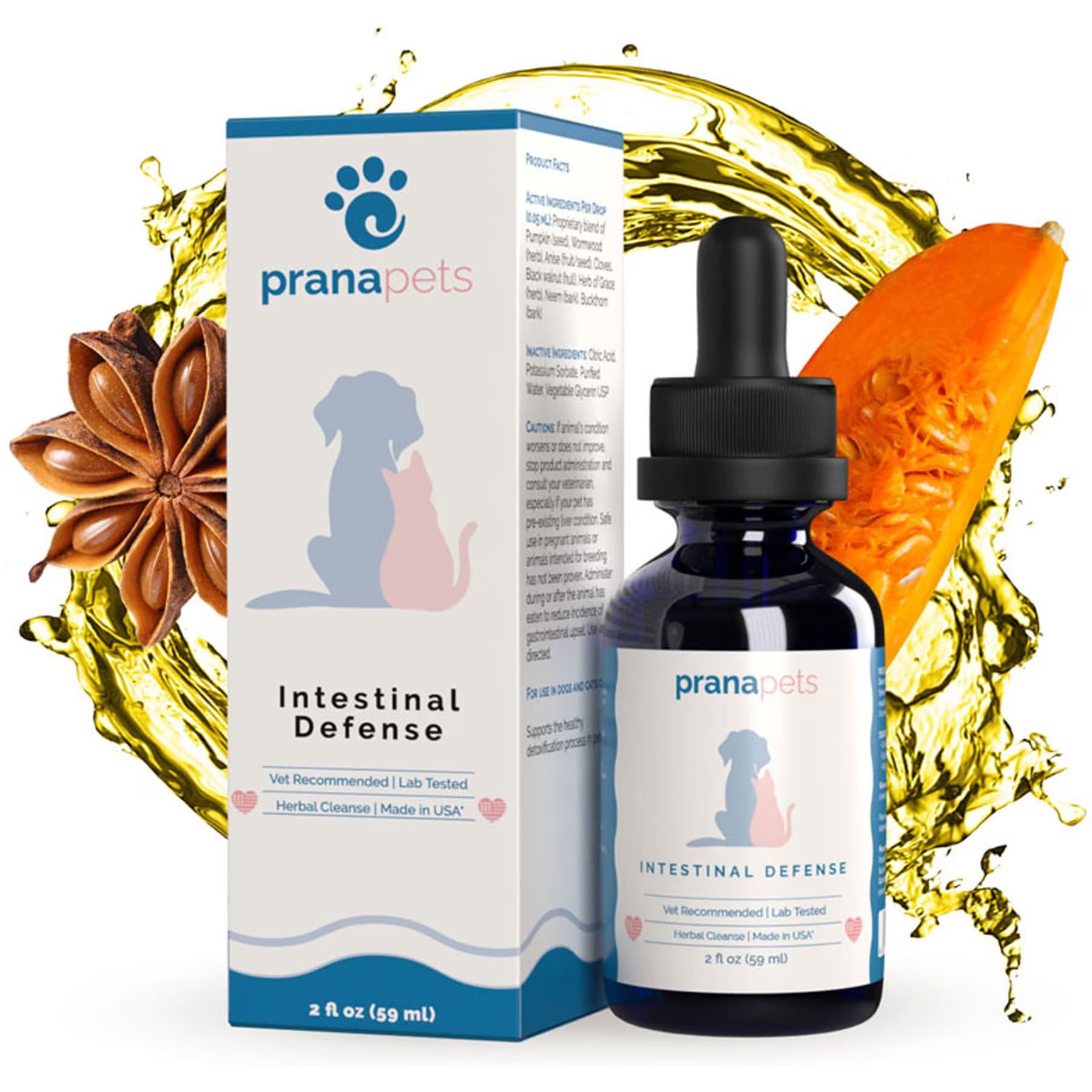 Prana Pets Prana Pets Intestinal Defense Herbal Dewormer Liquid Supplement for Cats & Dogs, 2-fl oz bottle