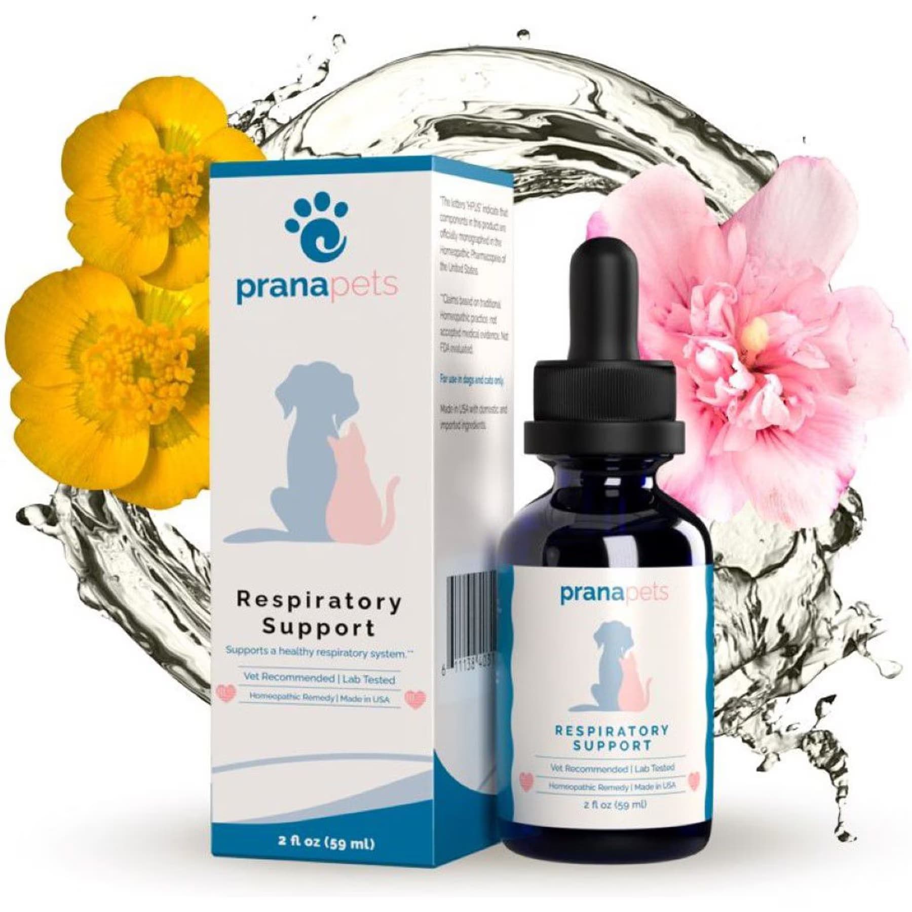 Prana Pets Prana Pets Respiratory Support for Asthma, Allergies & Respiratory Infections Liquid Supplement for Cats & Dogs, 2-fl oz bottle