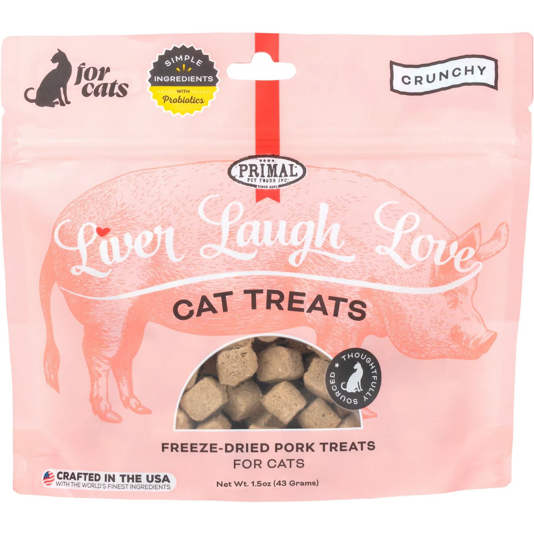 Primal Primal Liver, Laugh, Love for Cats! Simply Pork Flavored Crunchy Cat Treats