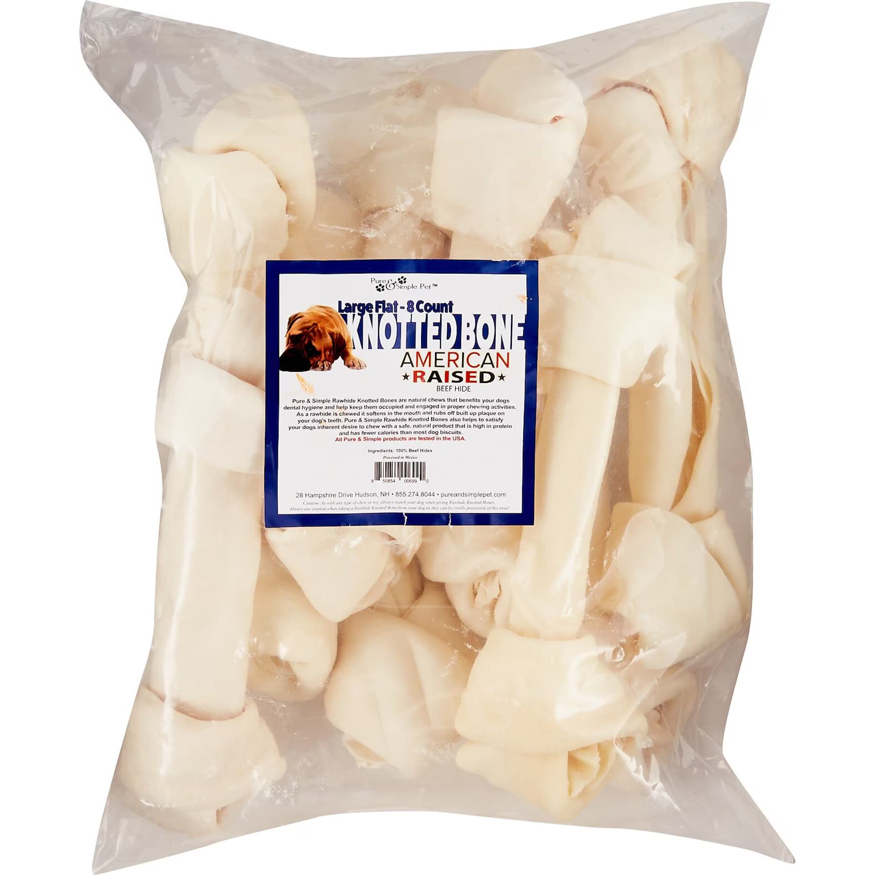Pure & Simple Pet Pure & Simple Pet Flat Knotted Rawhide Bone Dog Treat, Large