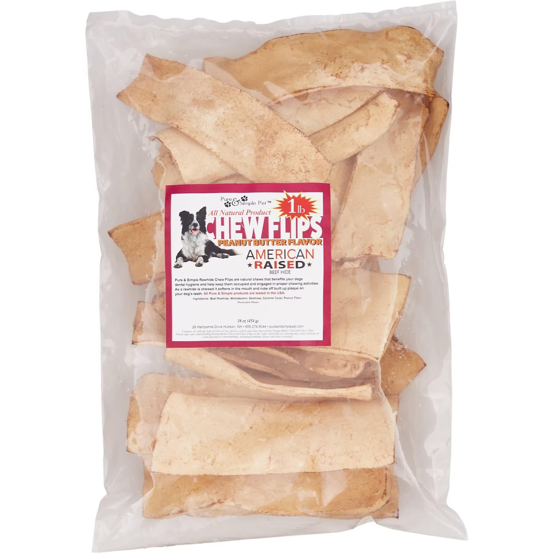 Pure & Simple Pet Pure & Simple Pet Peanut Butter Flavored Rawhide Chew Flips Dog Treat
