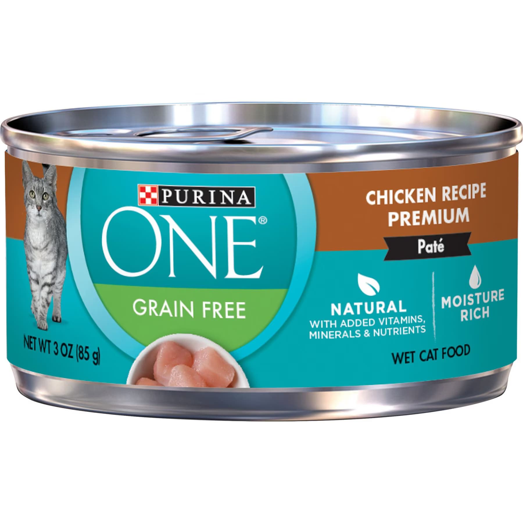 Purina ONE Purina ONE Chicken Recipe Pate Natural Grain-Free Canned Cat Food, 3-oz