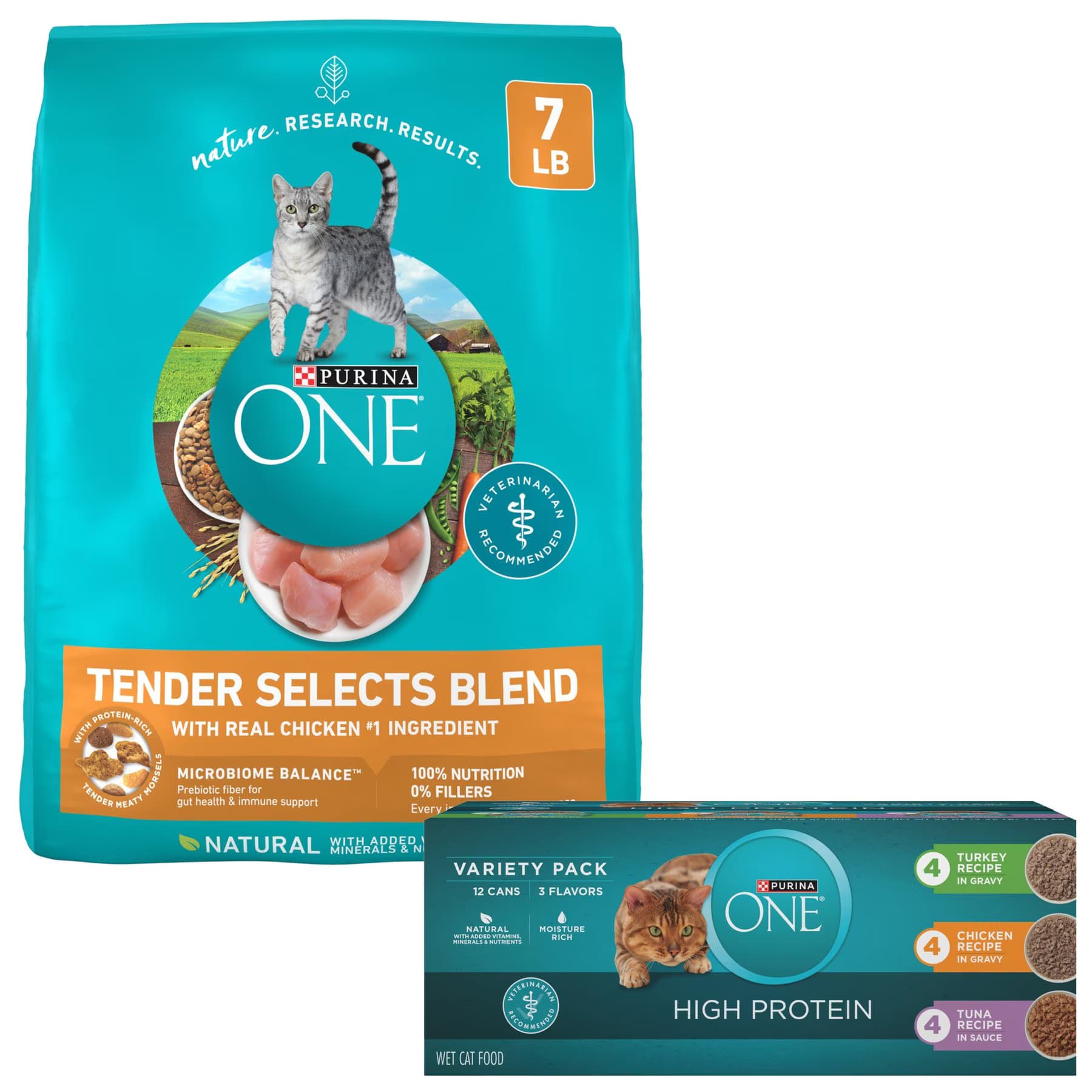 Purina ONE Purina ONE Tender Selects Blend with Real Chicken Dry Food + True Instinct Turkey, Chicken & Tuna Variety Pack Canned Cat Food