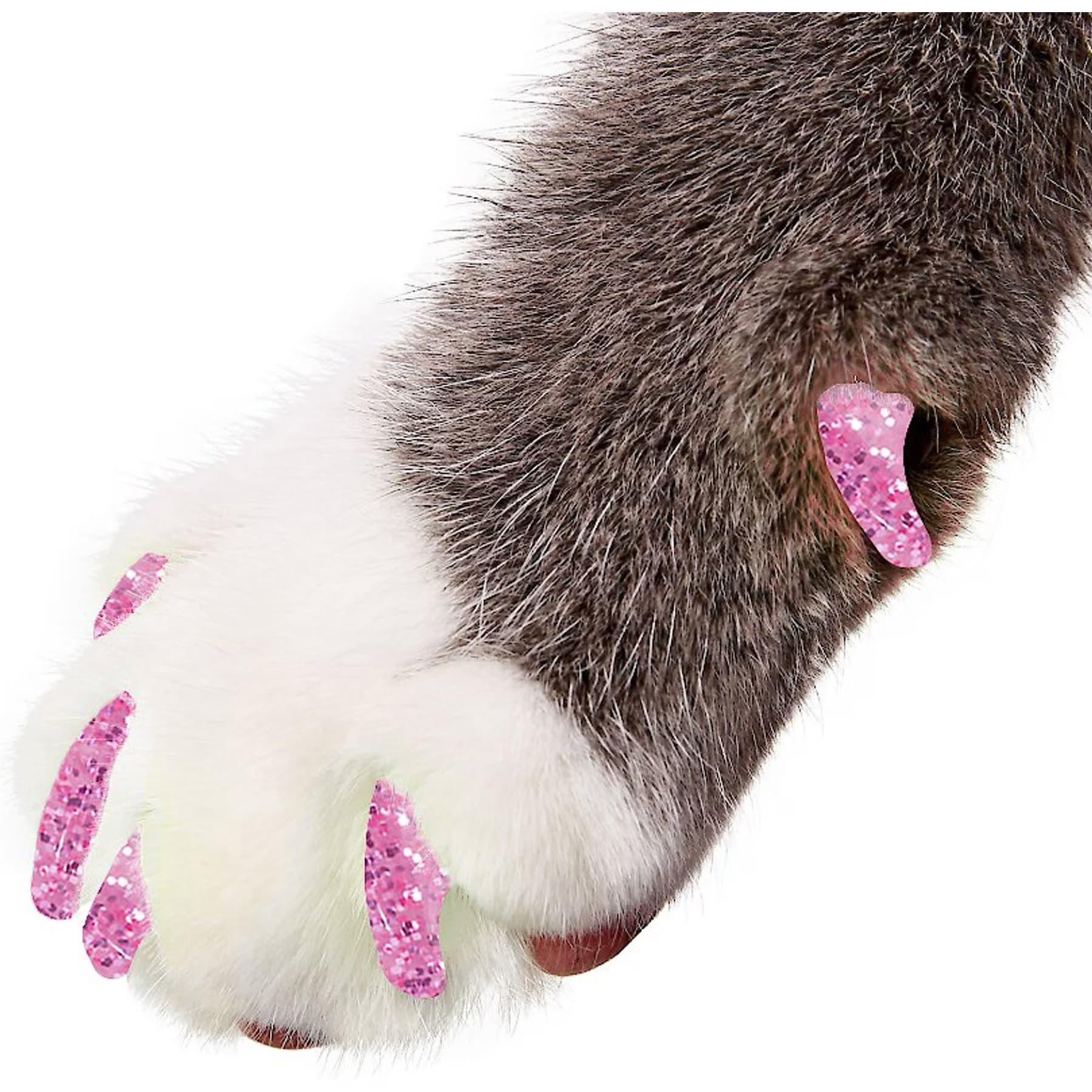 Purrdy Paws Soft Cat Nail Caps, Pink Glitter, X-Small — view 3
