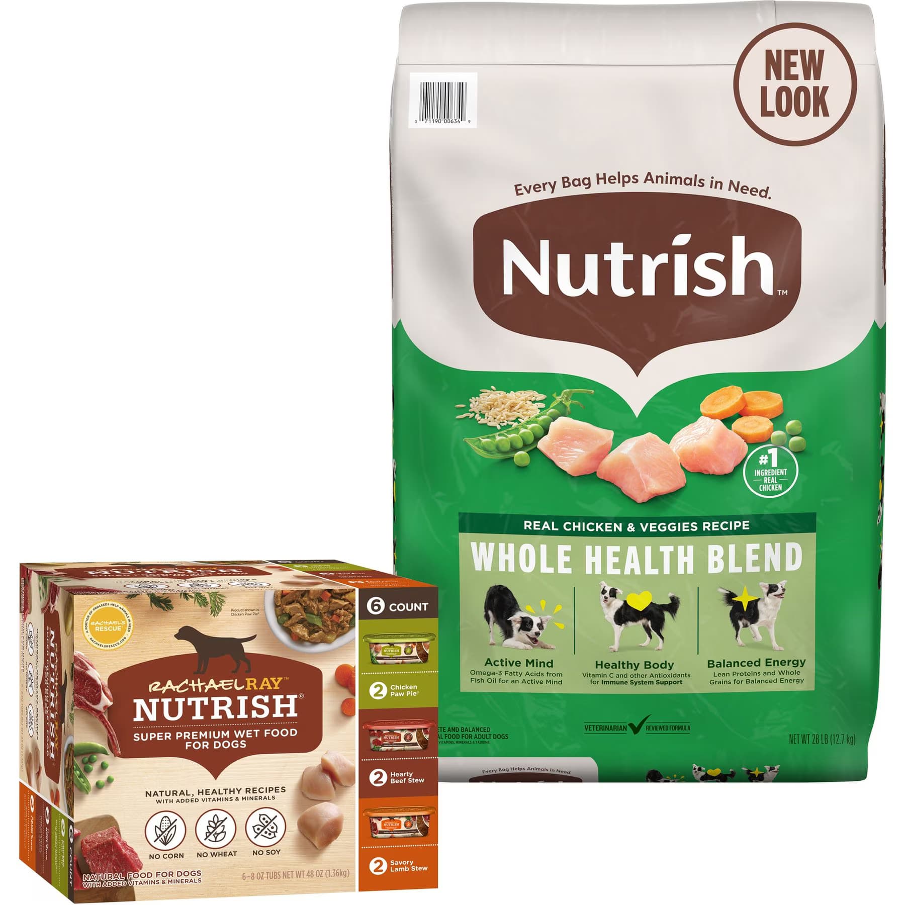 Rachael Ray Nutrish Rachael Ray Nutrish Real Chicken & Veggies Recipe Dry Food + Variety Pack Wet Dog Food