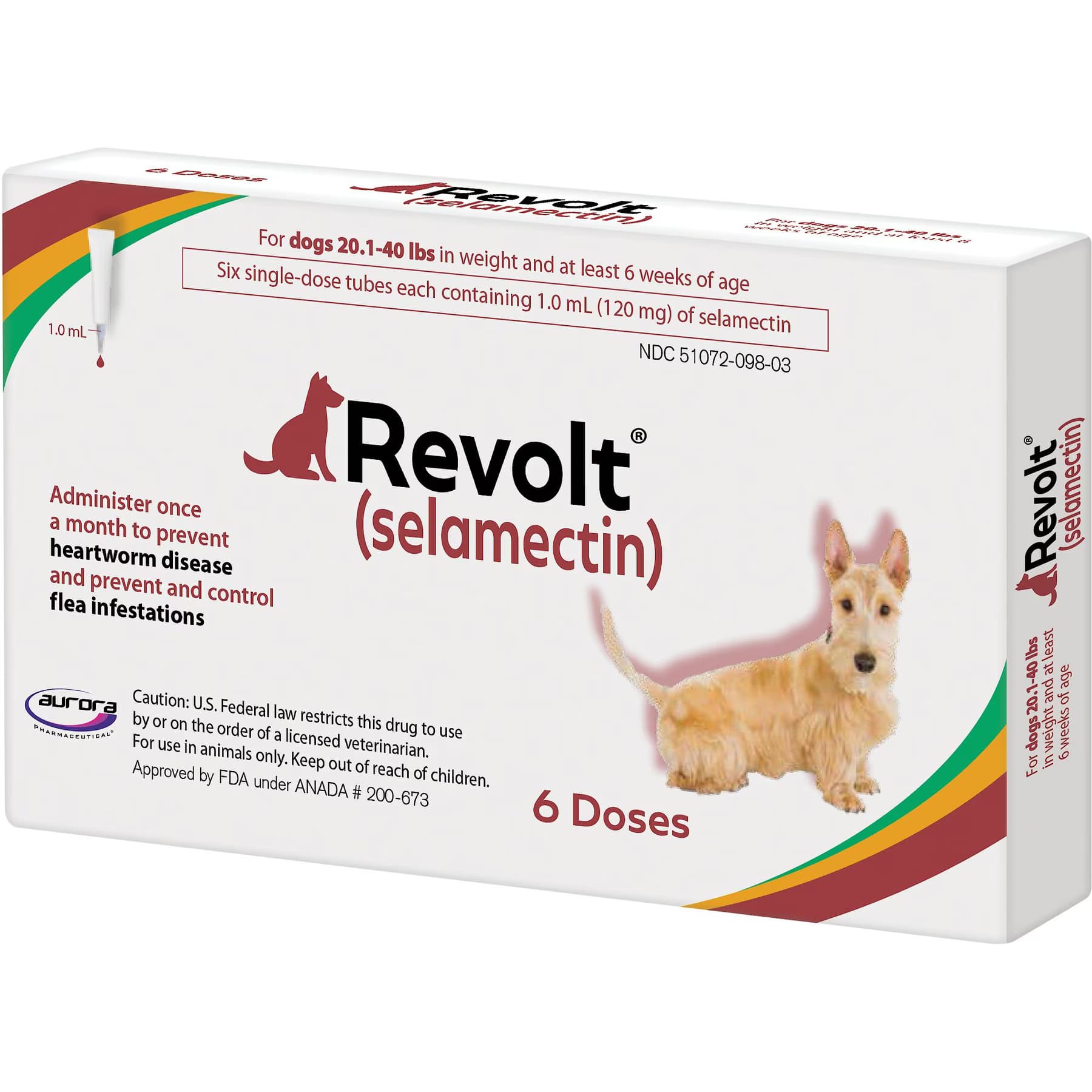 Revolt Topical Solution for Dogs, 20.1-40 lbs, (Maroon Box), 3 Doses (3-mos. supply) — Dogs 20.1-40 lbs — view 2