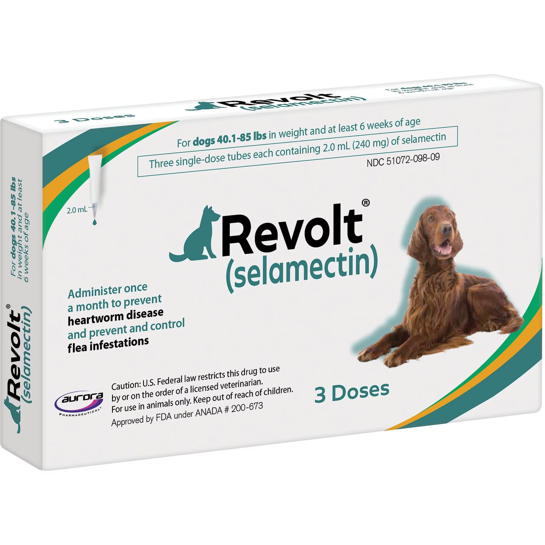 Revolt Topical Solution for Dogs, 40.1-85 lbs, (Teal Box), 6 Doses (6-mos. supply) — Dogs 40.1-85 lbs — view 2