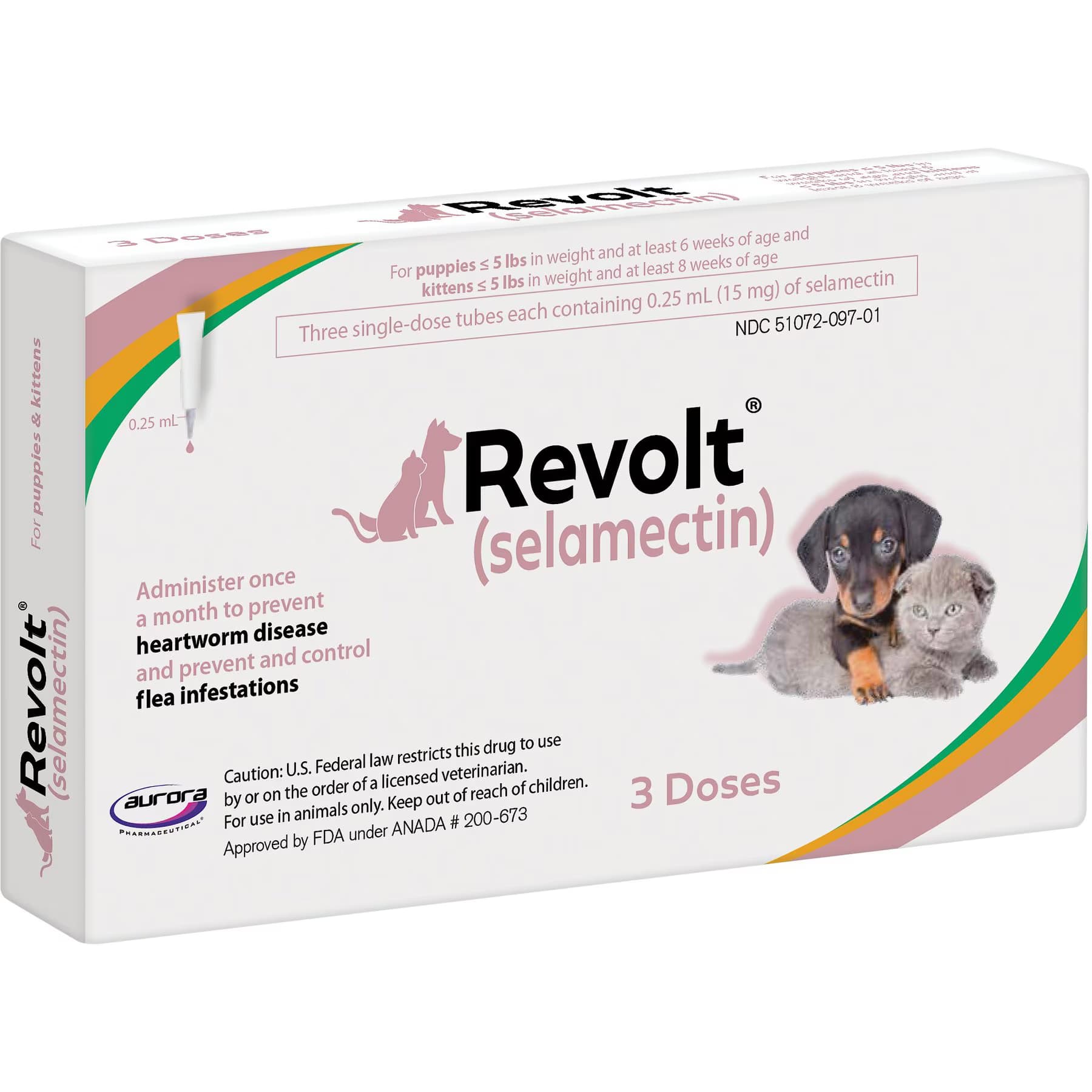 Revolt Revolt Topical Solution for Puppies & Kittens, 0-5 lbs, (Rose Box), 3 Doses (3-mos. supply) — Puppies & Kittens 0-5 lbs