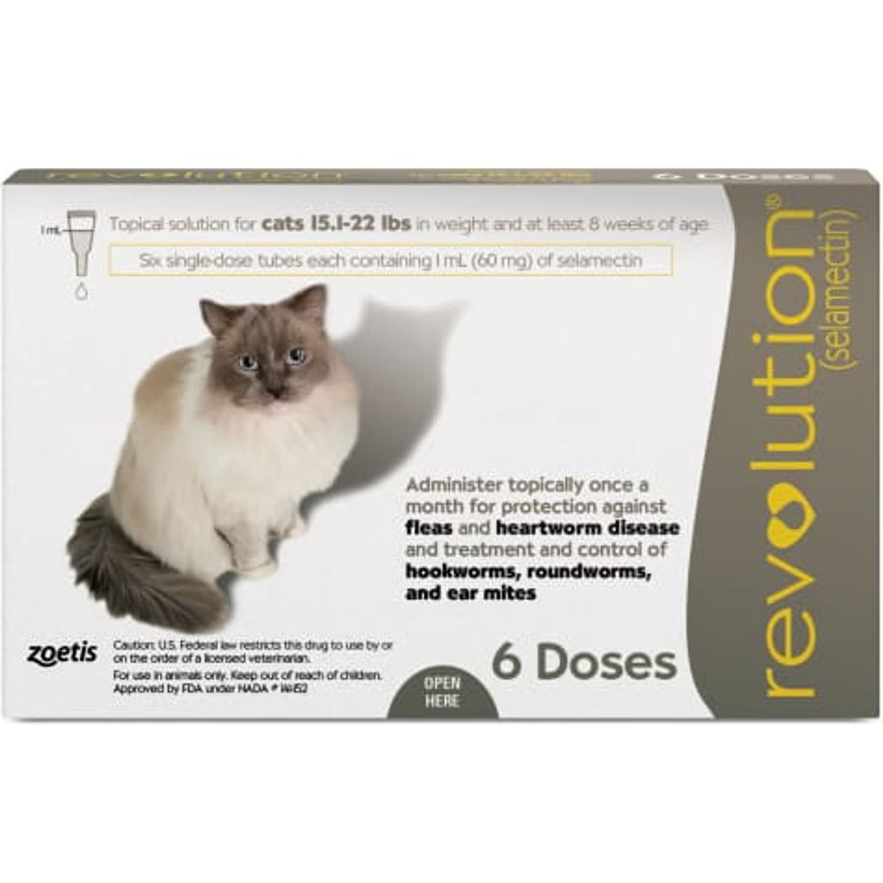 Revolution Revolution Topical Solution for Cats, 15.1-22 lbs, (Taupe Box), 12 Doses (12-mos. supply)