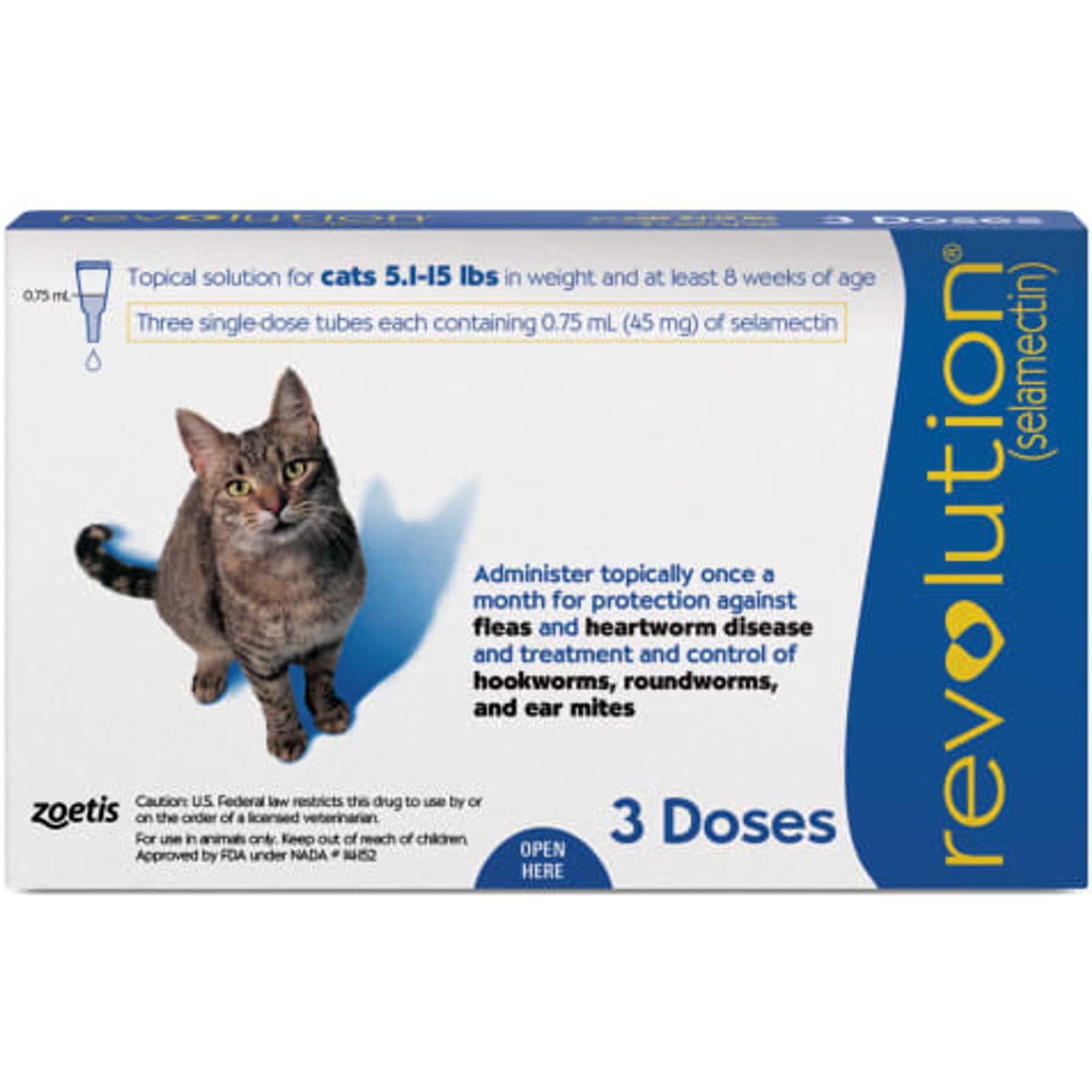 Revolution Topical Solution for Cats, 5.1-15 lbs, (Blue Box), 12 Doses (12-mos. supply) — view 4