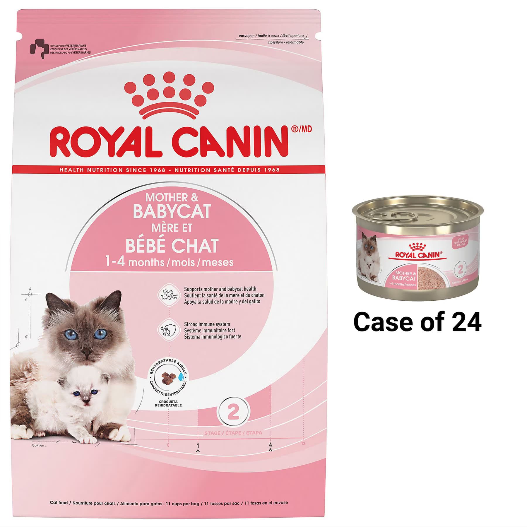 Royal Canin Royal Canin Feline Health Nutrition Mother & Babycat Dry Food + Ultra Soft Mousse in Sauce Canned Cat Food