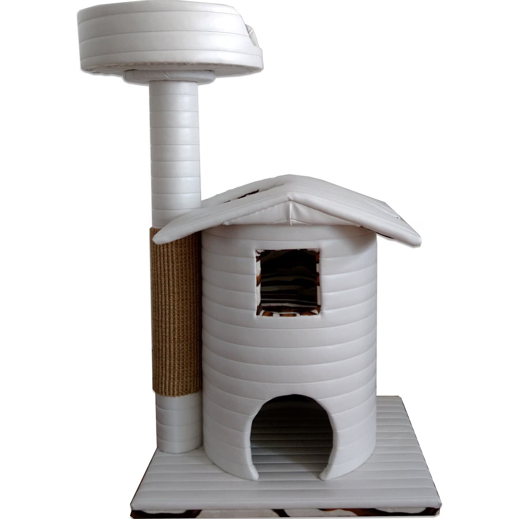 Royal Cat Boutique Royal Cat Boutique Queen’s Kastle Luxury 41-in Faux-Leather Cat Condo, White