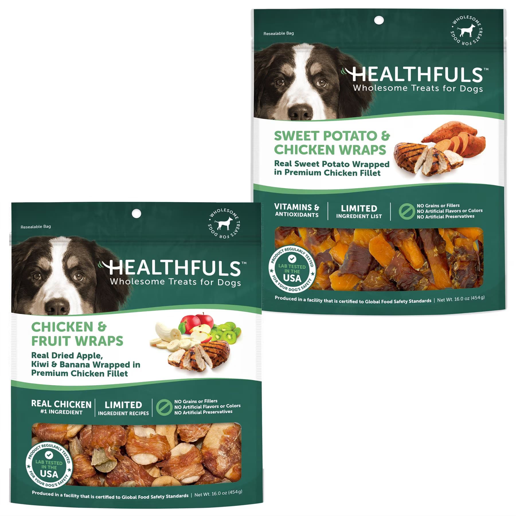 Healthfuls RUFFIN' IT Healthfuls Sweet Potato & Chicken Wraps + Chicken & Fruit Wraps Dehydrated Dog Treats