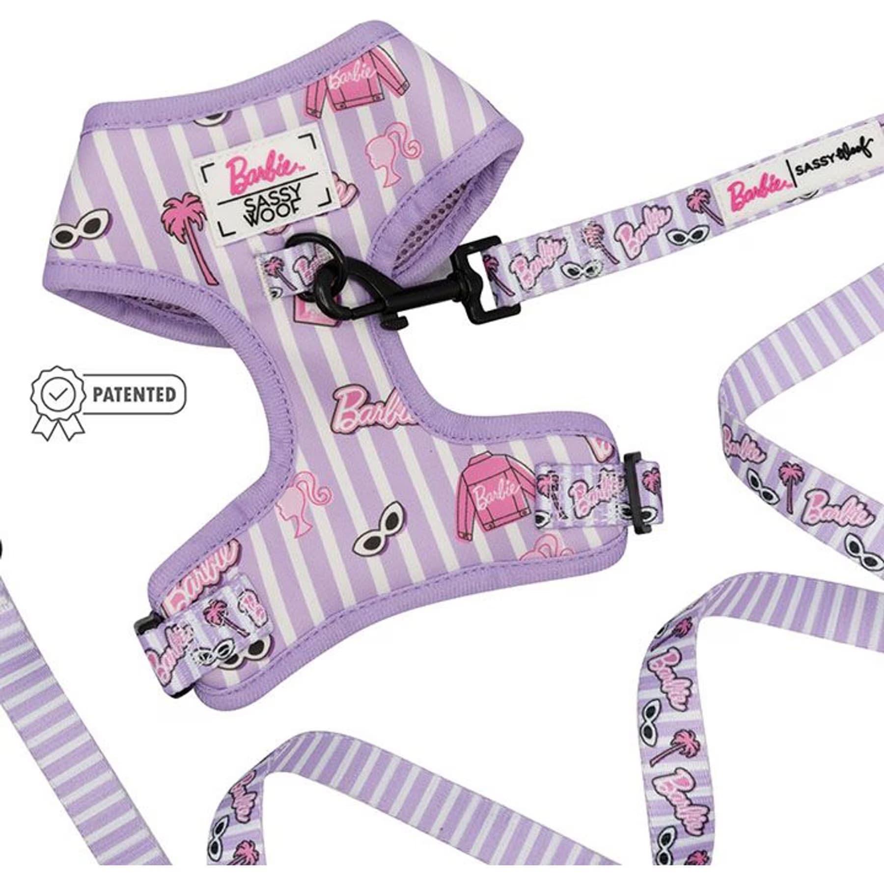 Sassy Woof Sassy Woof Closet Goals Dog Harness & Leash, Purple, XX-Small: 10 to 14-in chest