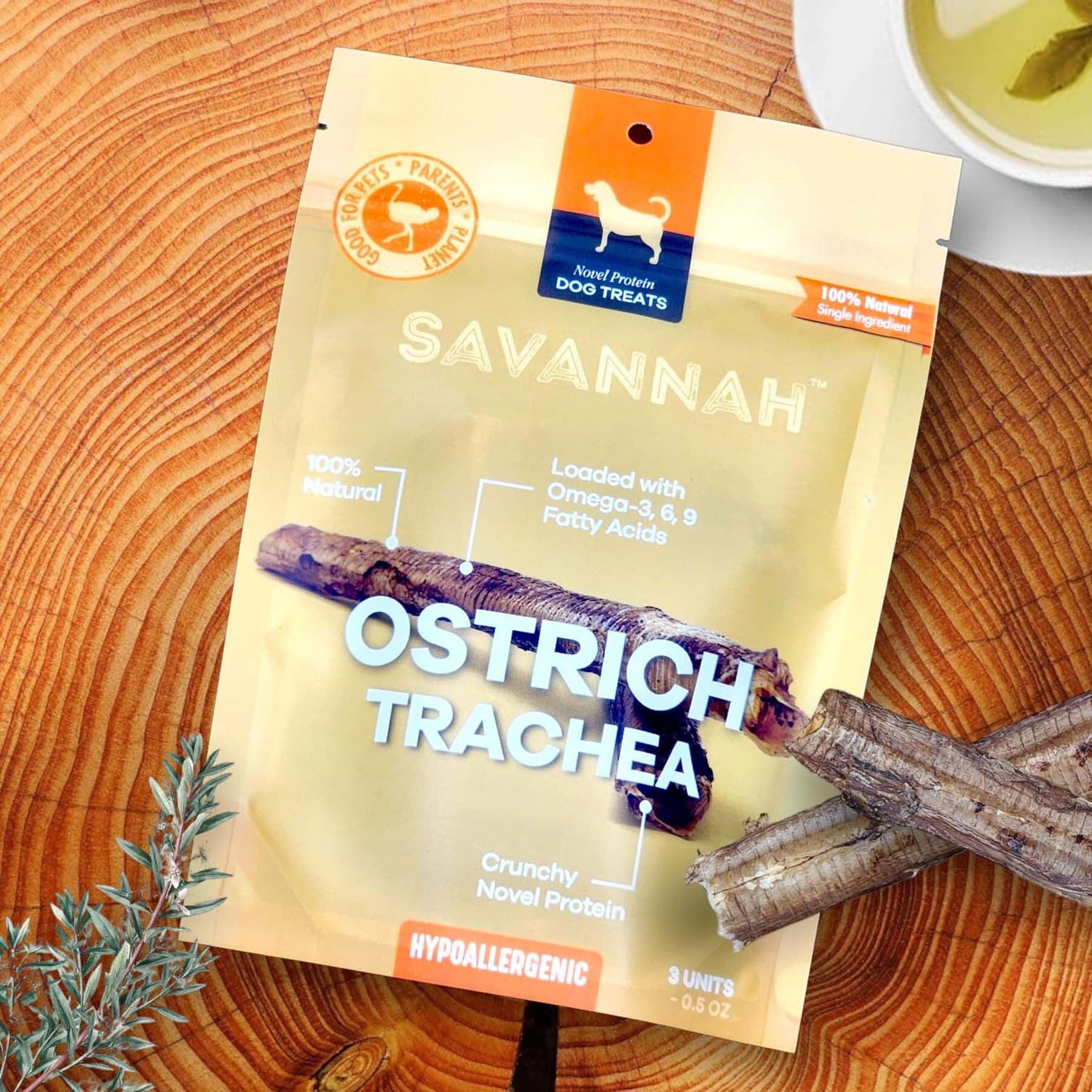 Savannah Pet Food Savannah Pet Food Crunchy Ostrich Trachea Cuts Dog Treats