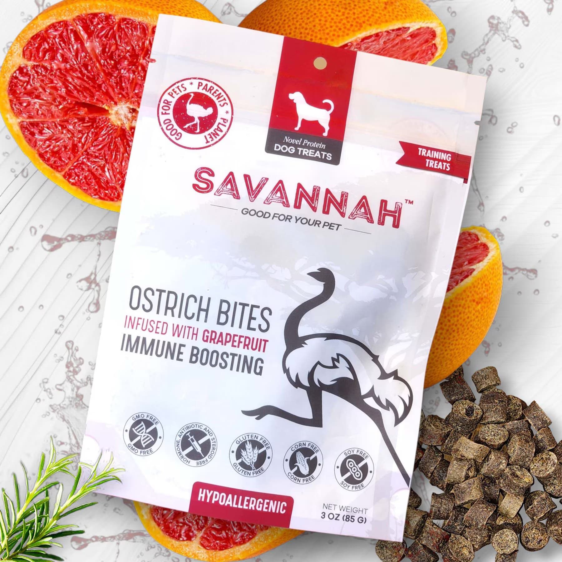 Savannah Pet Food Savannah Pet Food Hypoallergenic Immune Boosting Grapefruit Ostrich Bites Dog Treats