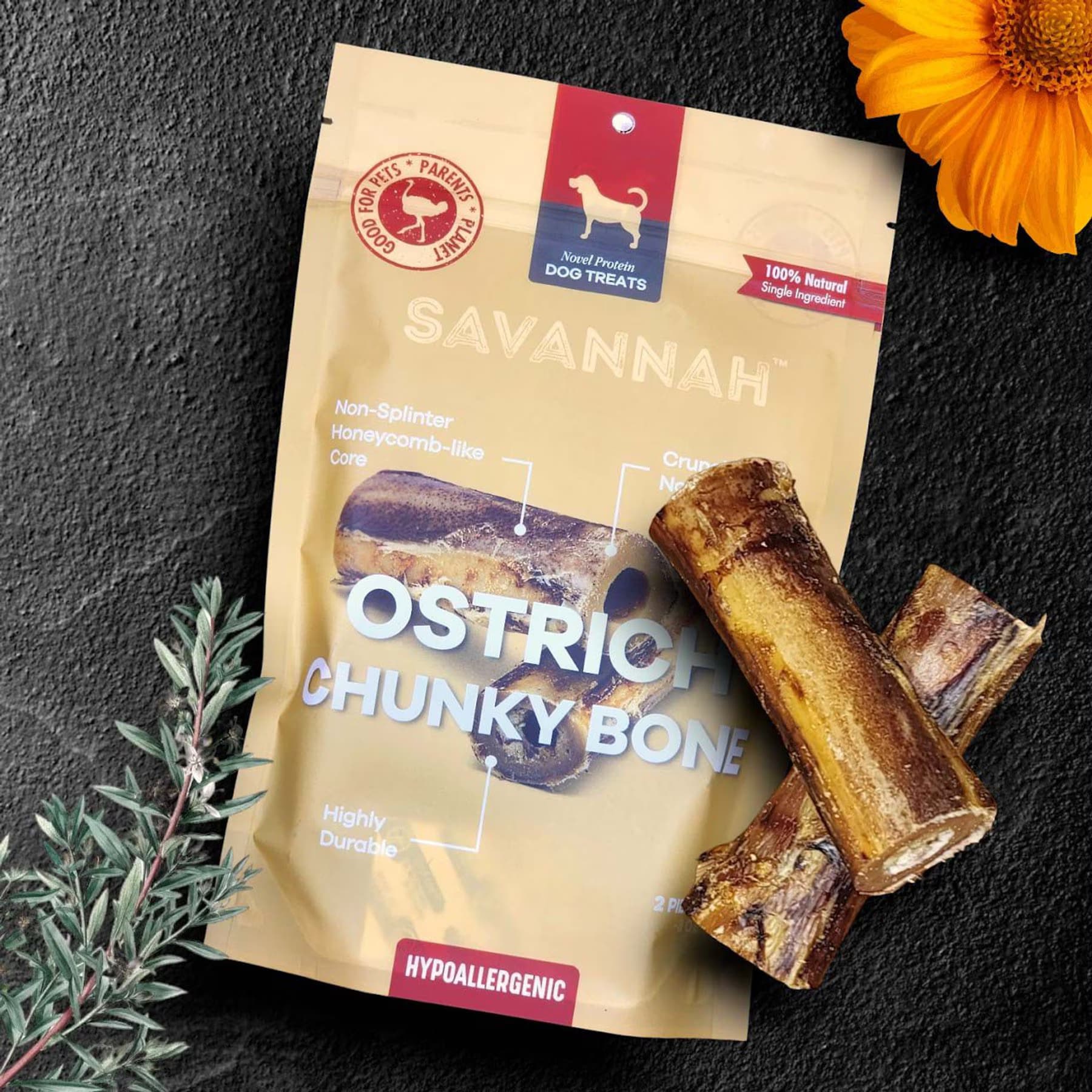 Savannah Pet Food Savannah Pet Food Ostrich Chunky Bones Dog Treats