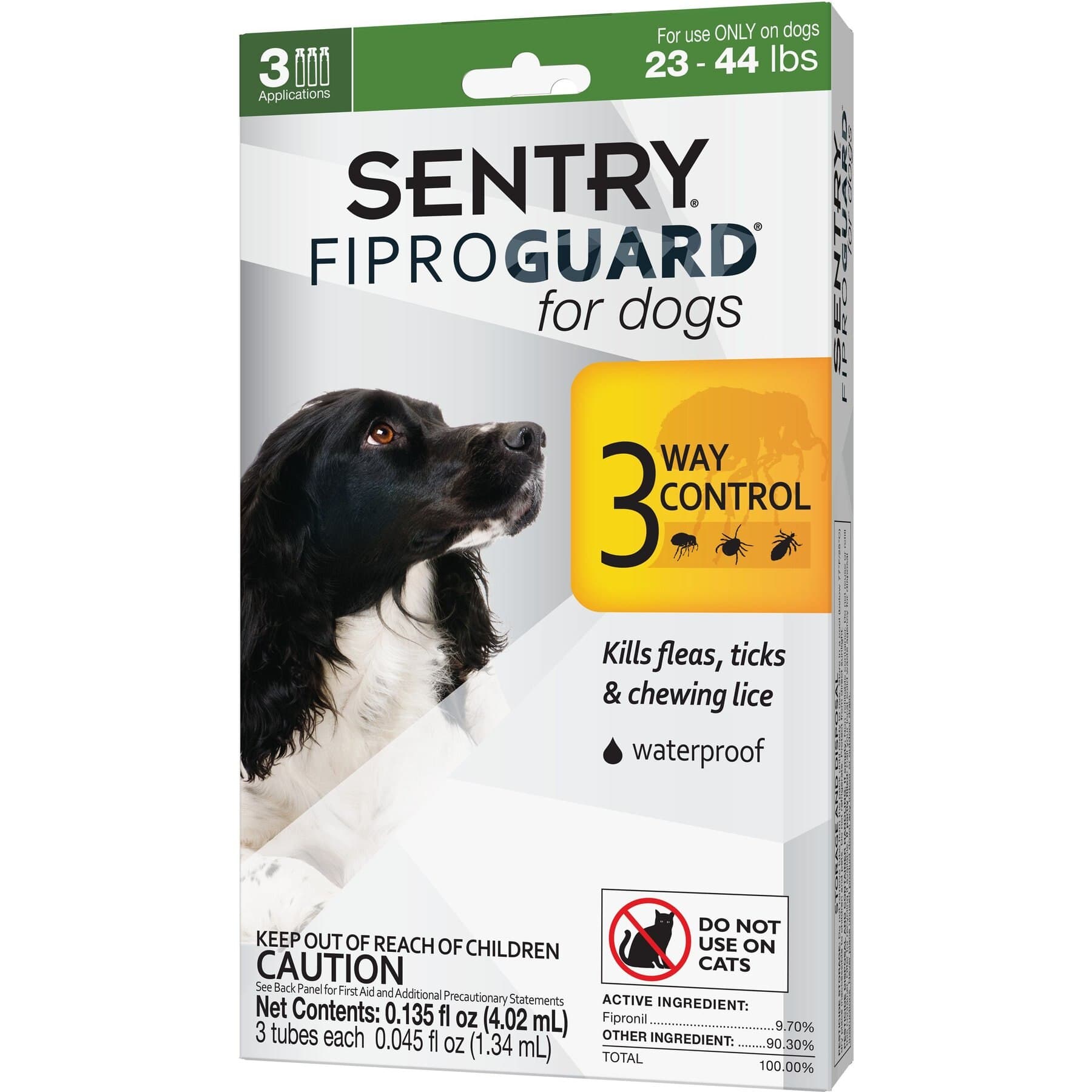 Sentry Sentry FiproGuard Flea & Tick Spot Treatment for Dogs, 23-44 lbs, 3 Doses (3-mos. supply)