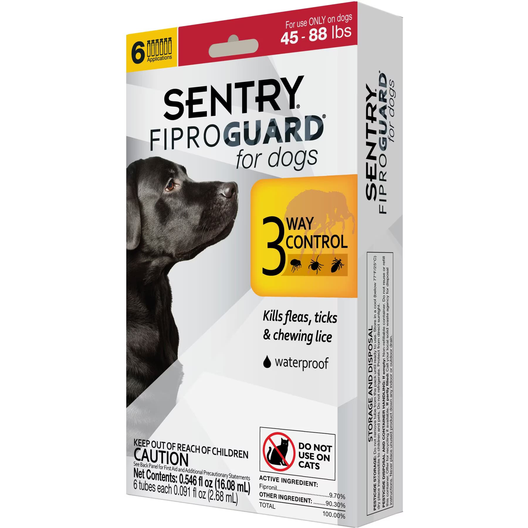 Sentry Sentry FiproGuard Flea & Tick Spot Treatment for Dogs, 45-88 lbs, 6 Doses (6-mos. supply)