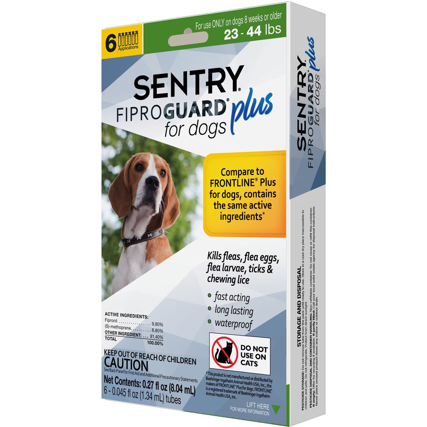 Sentry Sentry Fiproguard Plus Squeeze-On Dog Flea & Tick Treatment, 23 – 44 lbs, 6 treatments(6-Month Protection) — 23 – 44lbs