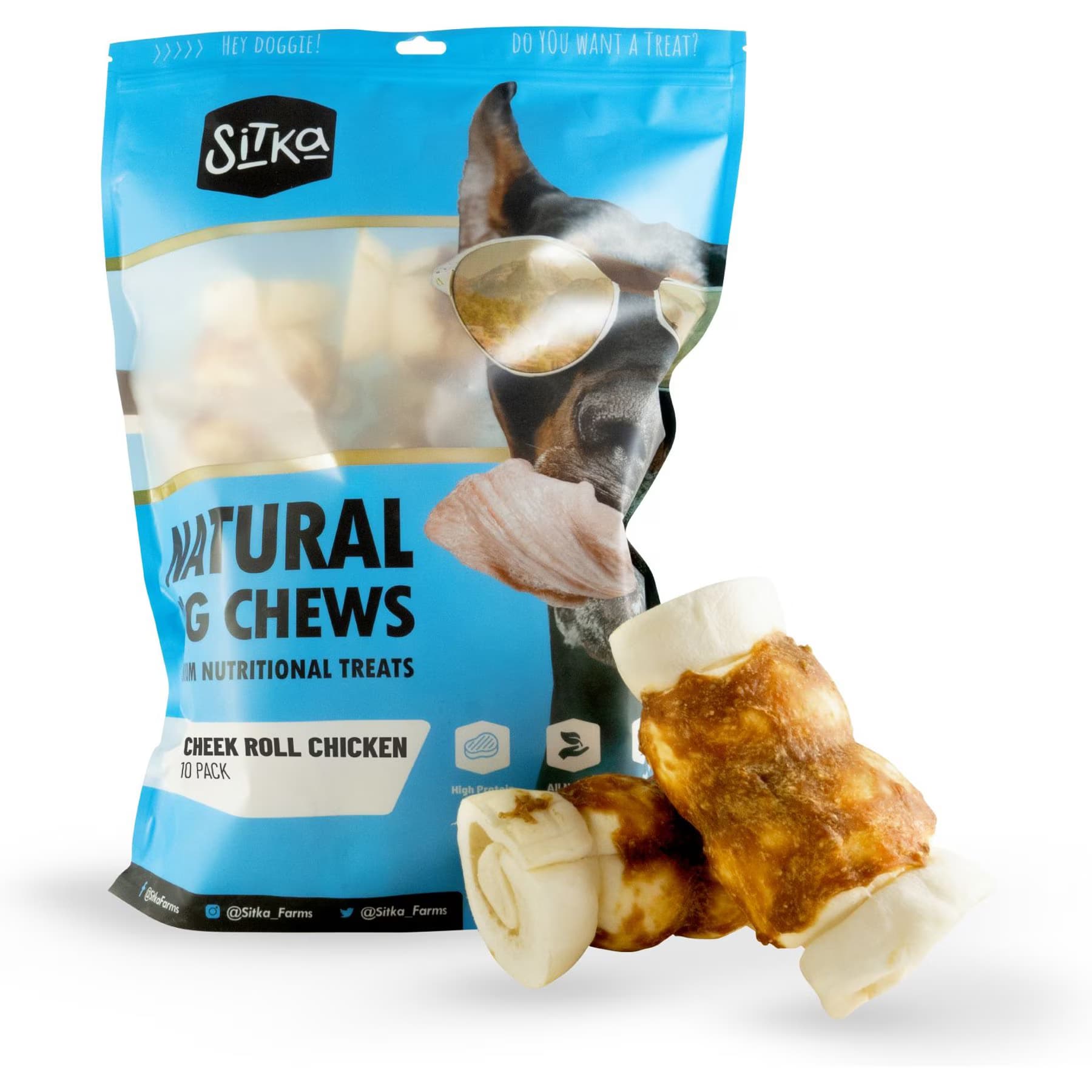 Sitka Farms Sitka Farms 5-6-in Cheek Roll Chicken Wrapped Dog Natural Chew Treat
