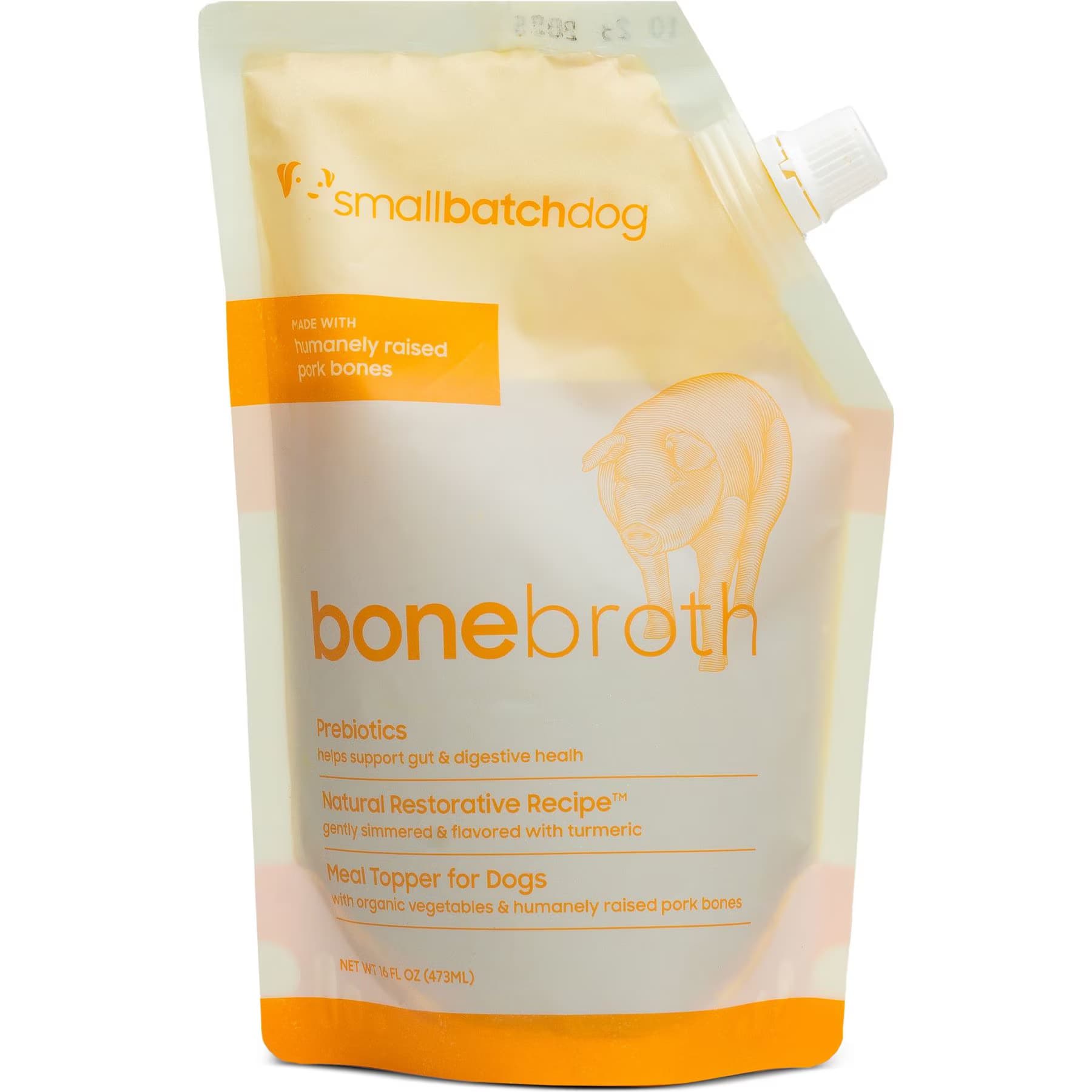 Smallbatch Pets Smallbatch Pets Shelf Stable Humanely Raised Adult Pork Bone Broth Grain-Free Liquid Wet Dog Food Topper, 16-fl oz bottle