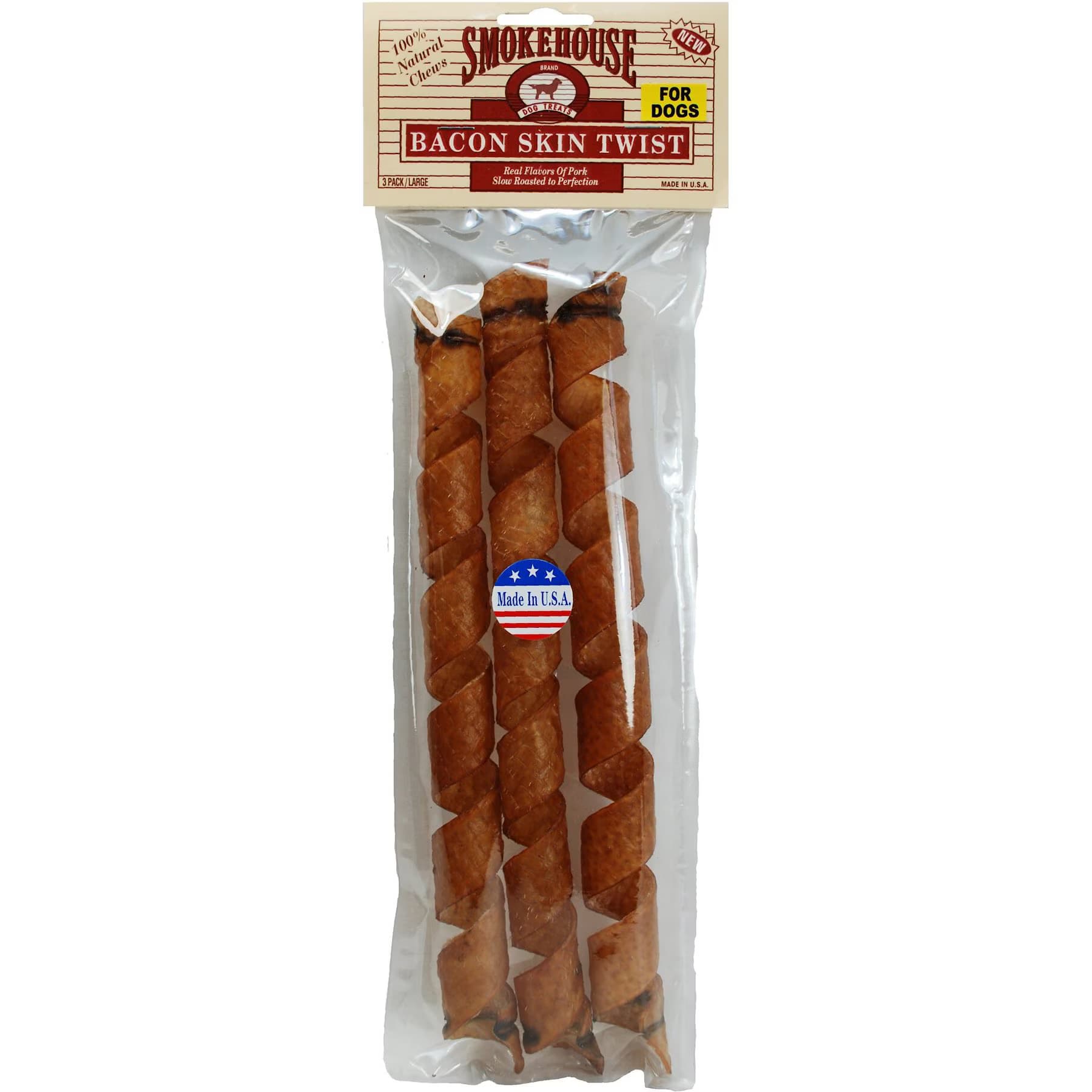 Smokehouse Smokehouse USA Bacon Skin Twists Dog Treats, Large
