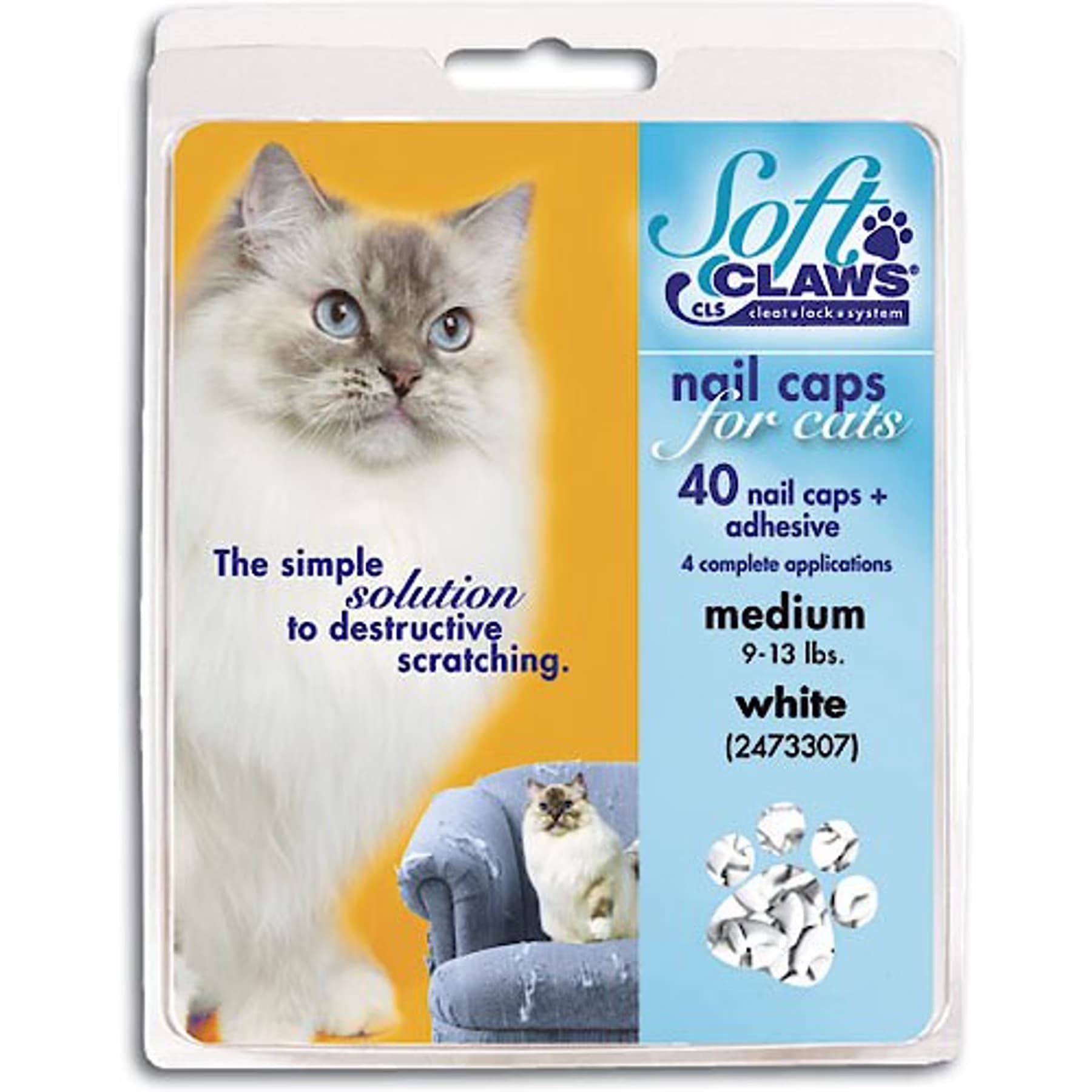 White Soft Claws Cat Nail Caps — view 2