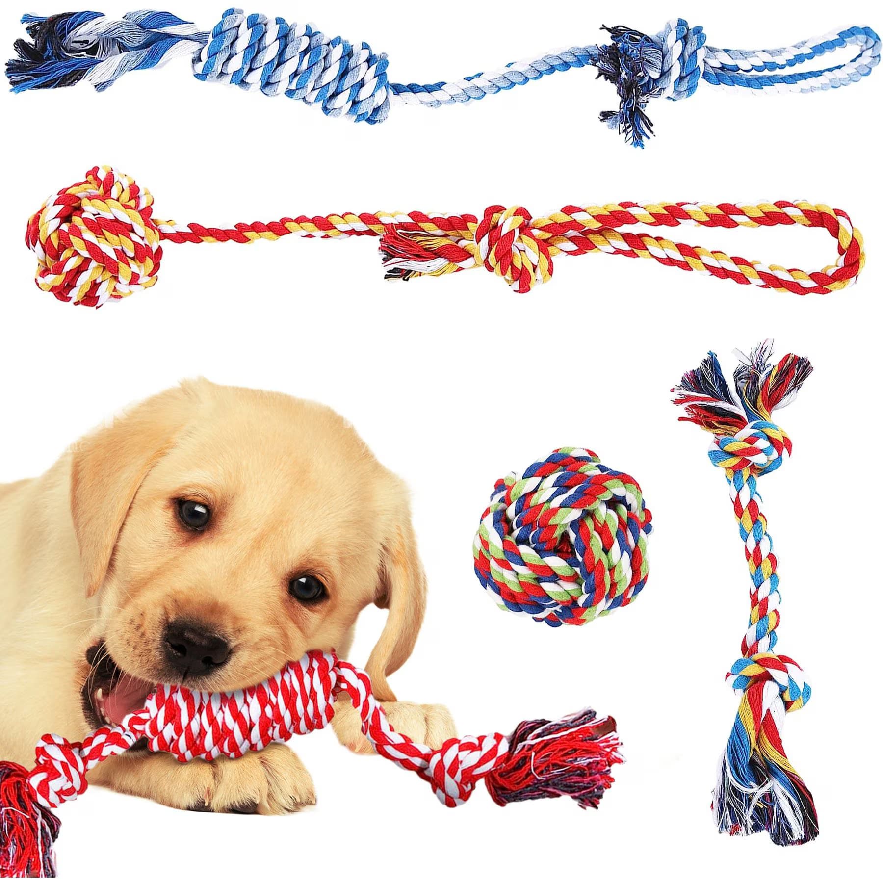 SunGrow SunGrow Tug of War Cat & Dog Rope Pull Toy for Boredom & Stimulating, Dental Chew Teething Knot