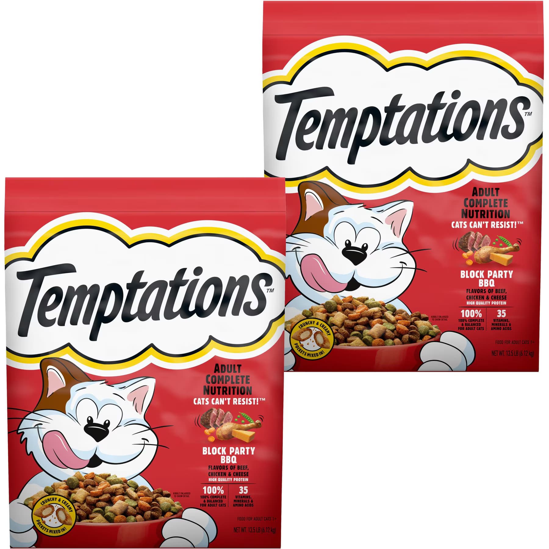 Temptations Beef, Chicken, & Cheese BBQ Flavor Adult Block Party BBQ Dry Cat Food, 27-lb bundle — view 2