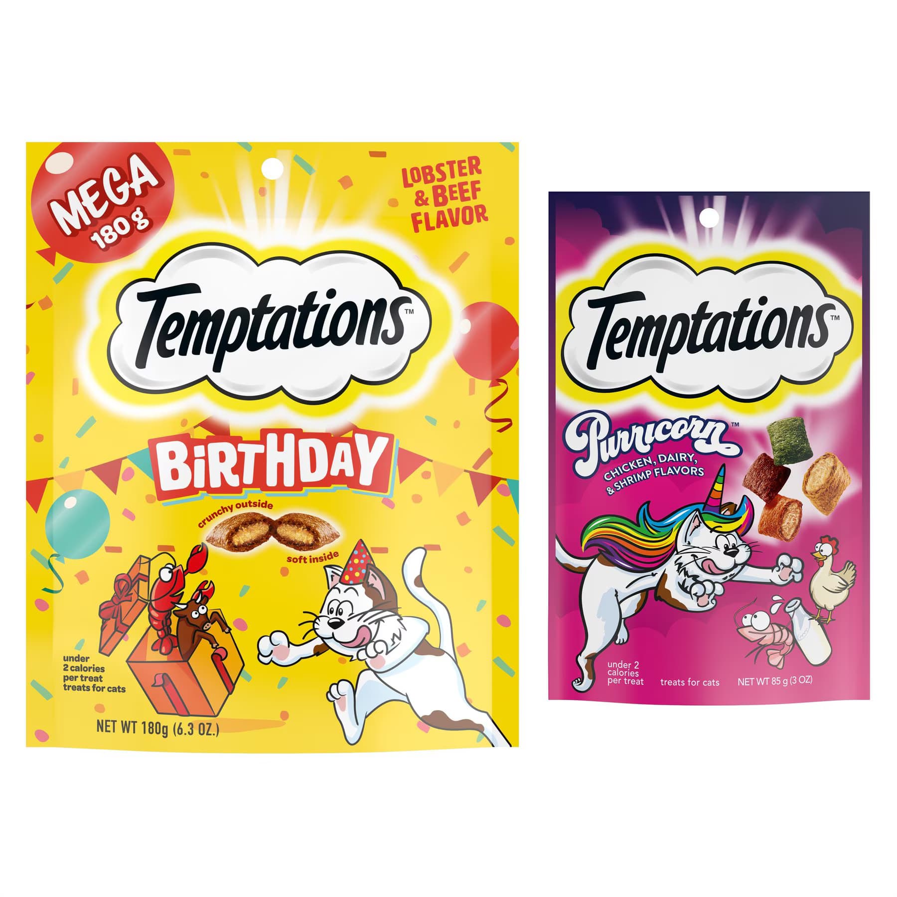 Temptations Temptations Birthday Lobster & Beef Flavored + MixUps Purricorn Chicken Dairy & Shrimp Flavors Cat Treats
