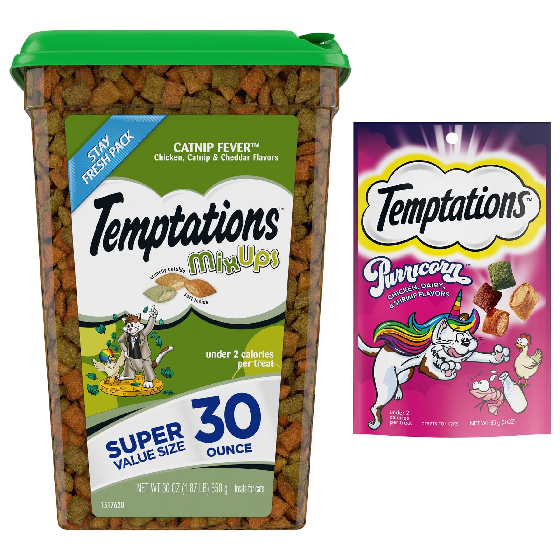 Temptations MixUps Catnip Fever Flavor + Purricorn Chicken Dairy & Shrimp Flavors Soft & Crunchy Cat Treats — view 2