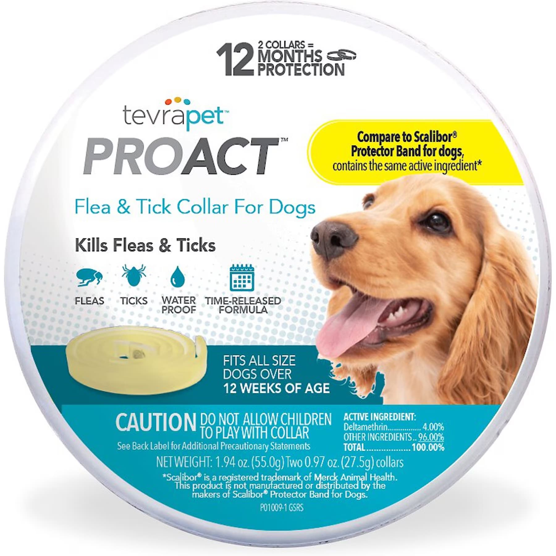 TevraPet TevraPet ProAct 6 Month Flea & Tick Collar for Dogs, 2 Collars (12-mos. supply)