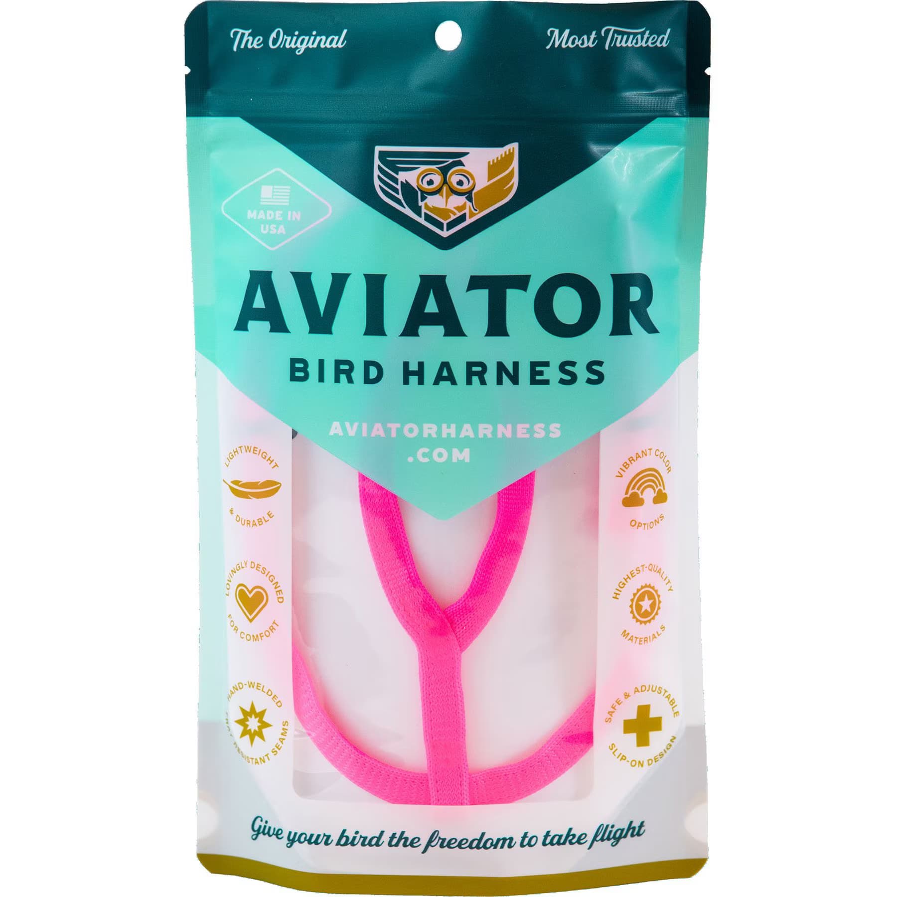 The Aviator Bird Harness & Leash, Pink, X-Small — view 4