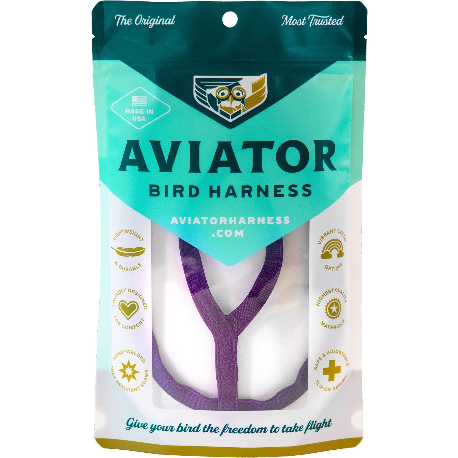 The Aviator Bird Harness & Leash, Purple, X-Large — view 4