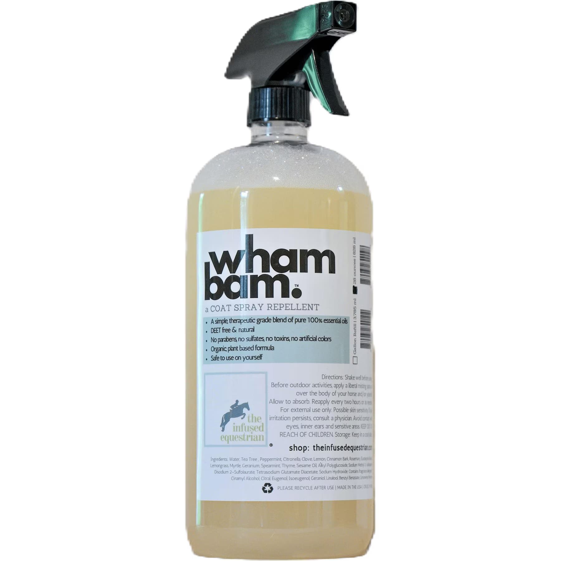 The Infused Equestrian The Infused Equestrian Wham Bam Coat Fly insect Repellent Horse Spray, 128-fl oz bottle