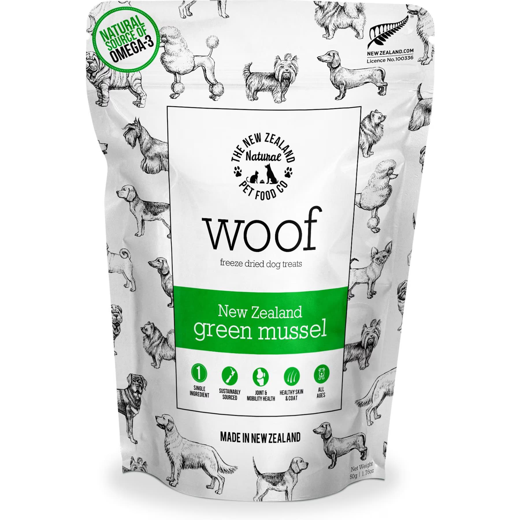 The New Zealand Natural Pet Food Co. The New Zealand Natural Pet Food Co. Woof Green Lipped Mussels Freeze-Dried Dog Treats