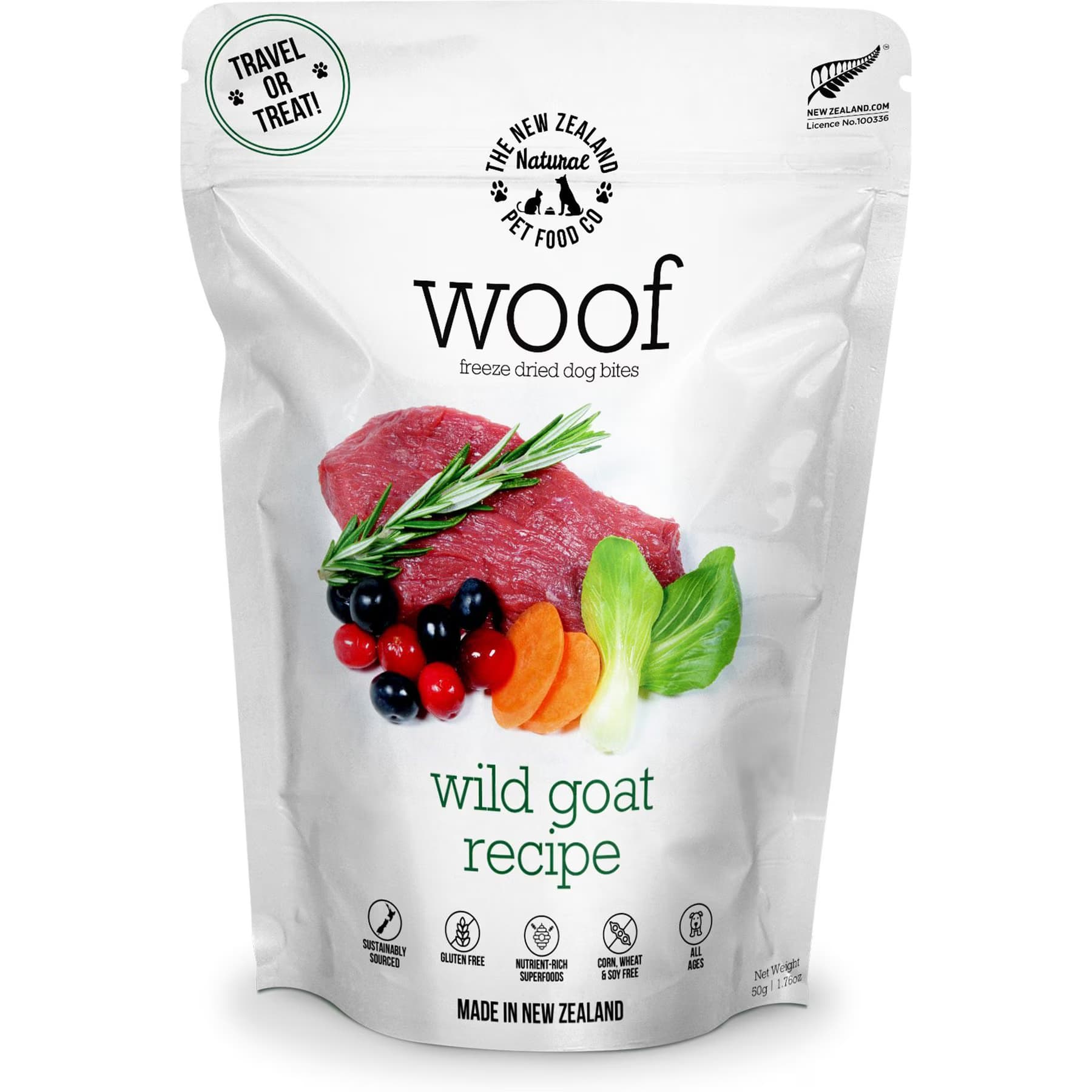 The New Zealand Natural Pet Food Co. The New Zealand Natural Pet Food Co. Woof Travel Treat Wild Goat Grain-Free Freeze-Dried Dog Treats