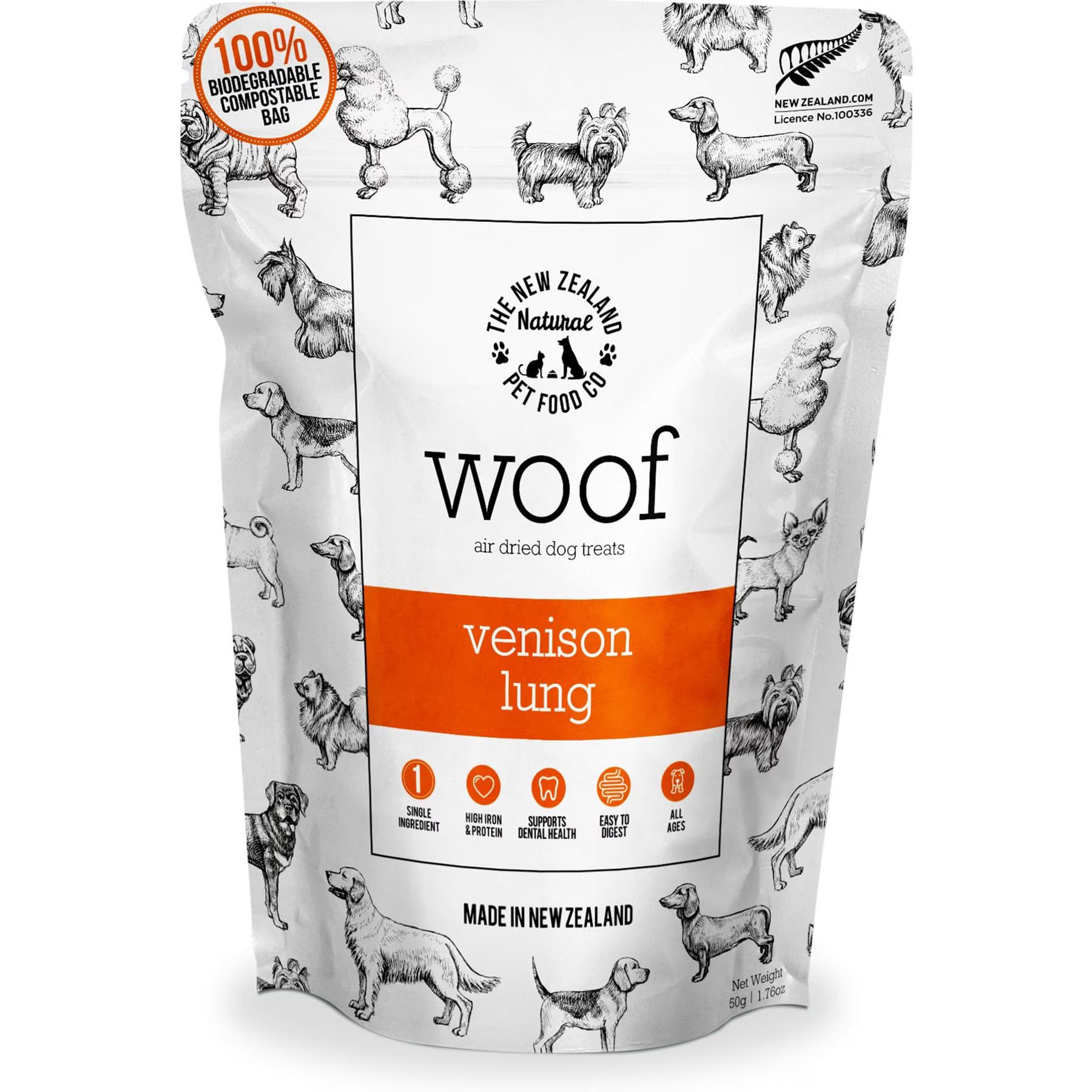 The New Zealand Natural Pet Food Co. The New Zealand Natural Pet Food Co. Woof Venison Lung Air Dried Dog Treat
