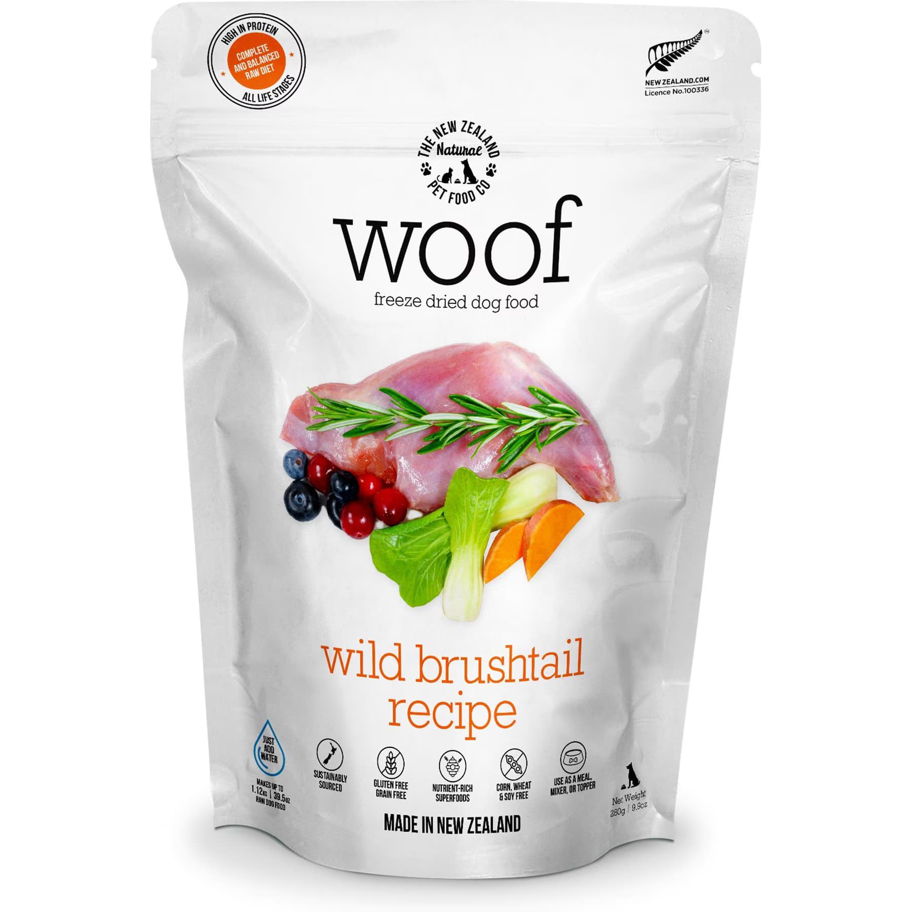 The New Zealand Natural Pet Food Co. The New Zealand Natural Pet Food Co. Woof Wild Brushtail Grain-Free Freeze-Dried Raw Dog Food